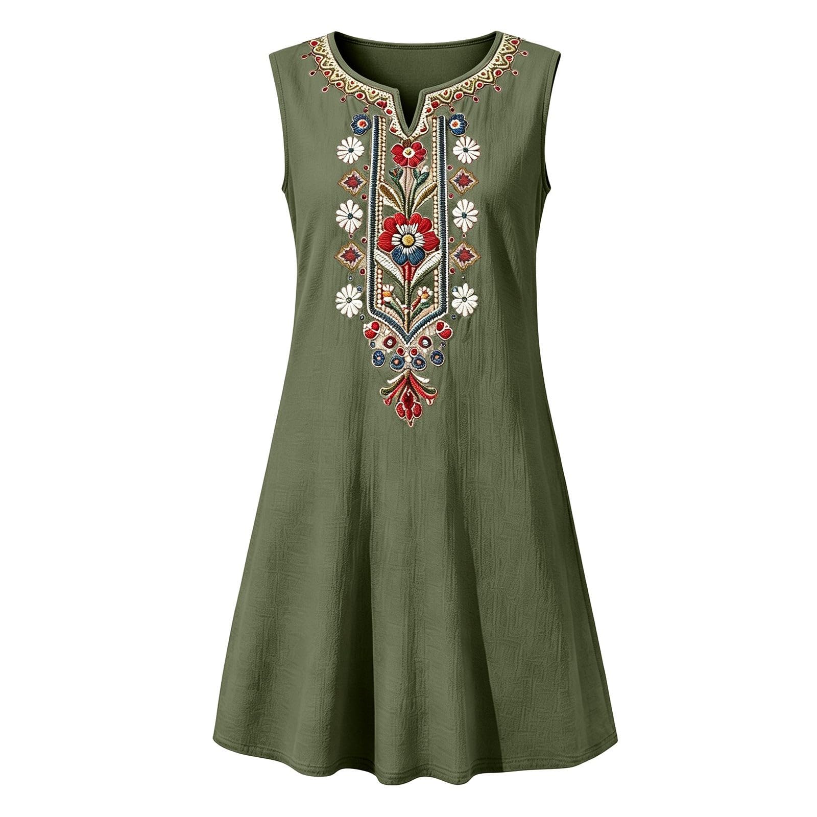 Vestidos de verano aireados Midi Vestido Bohemio Elegante Vestido de Verano Suelto Cuello Redondo Vestido Midi Vestido de Flores Sencillo Vestido de Playa Vestido de Playa Ligero Y Aireado
