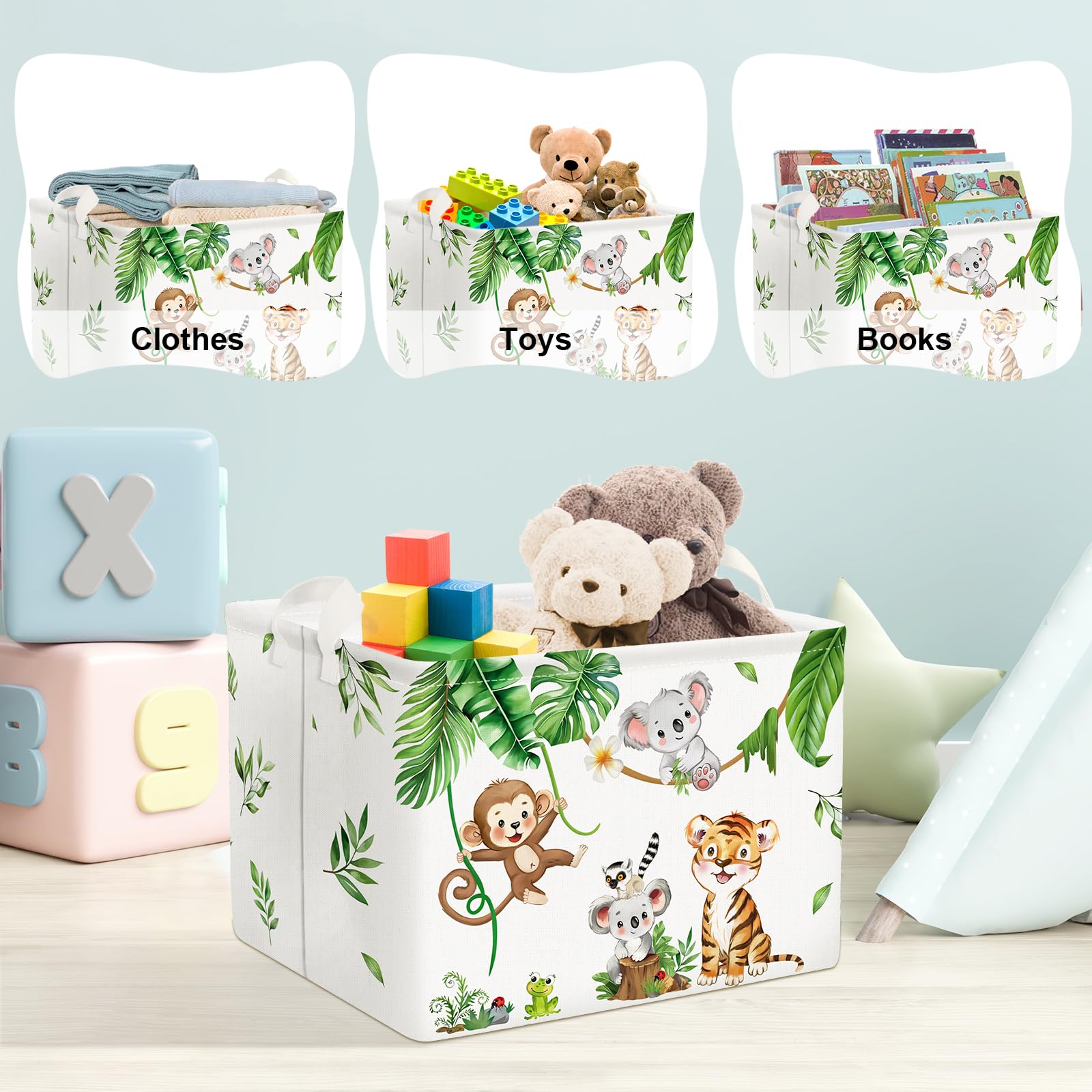 Cestino Pieghevole 36L Animali Del Bosco - Per Bambini, Biancheria, Giocattoli, Impermeabile - Foto 10