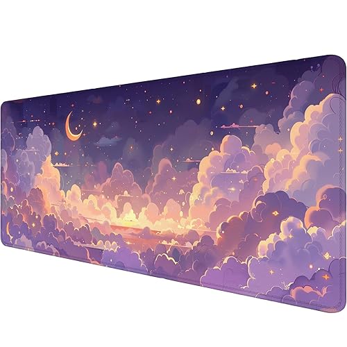 Cute Gaming Mouse Pad Desk Pad Kawaii Pink Purple Gold Clouds Mousepad XL Large Gaming Mouse Pad Laptop Keyboard Mat Desk Pad Office Home Decor for Women Girl 31.5"x11.8" - 11.8" x 31.5" - Cute_005