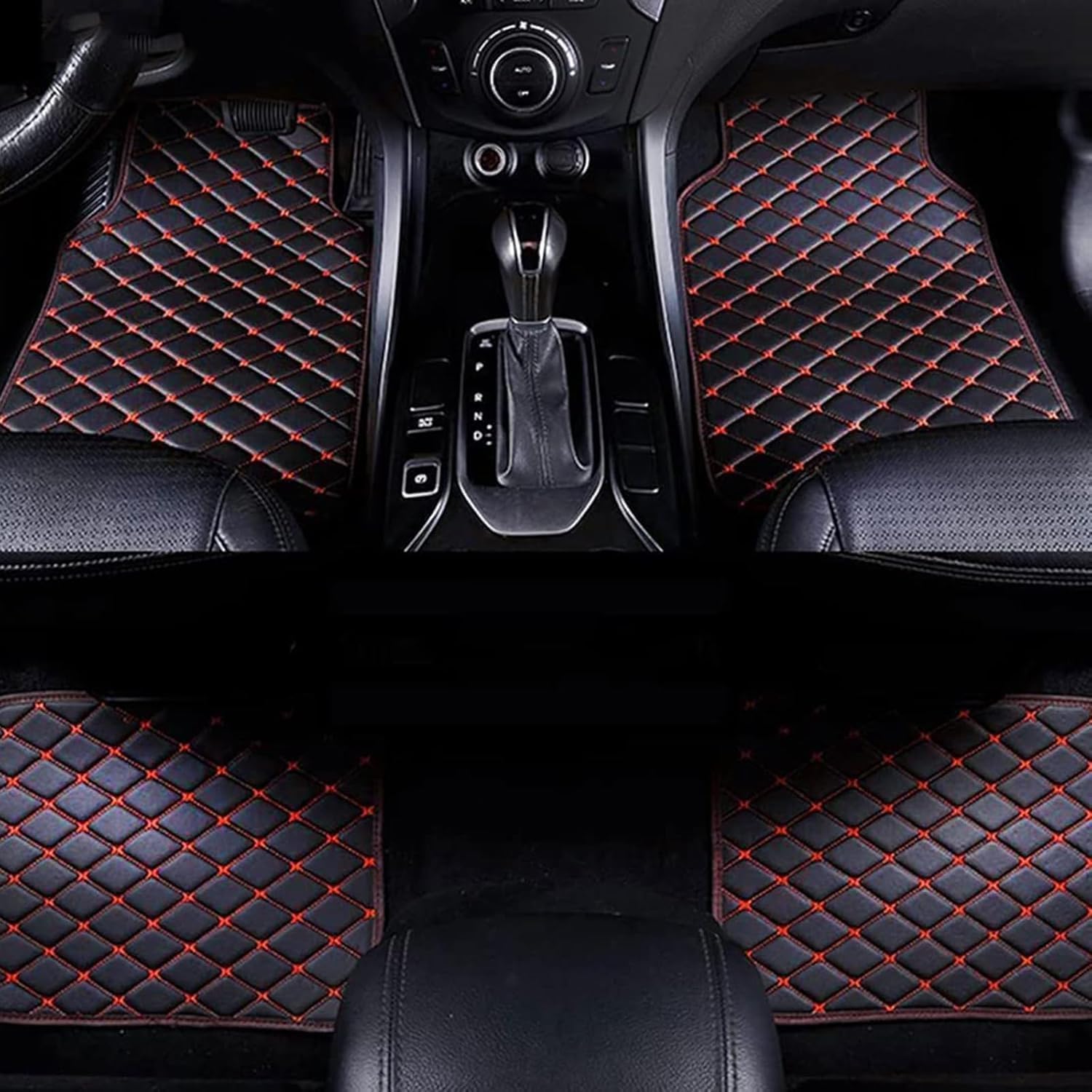Car Floor Mats for Touareg 2018 2019 2020 2021 2022 2023 2024 2025, All-Weather Non Slip Anti Wear Car Mats Floor Protection Easy to Clean,Black Red