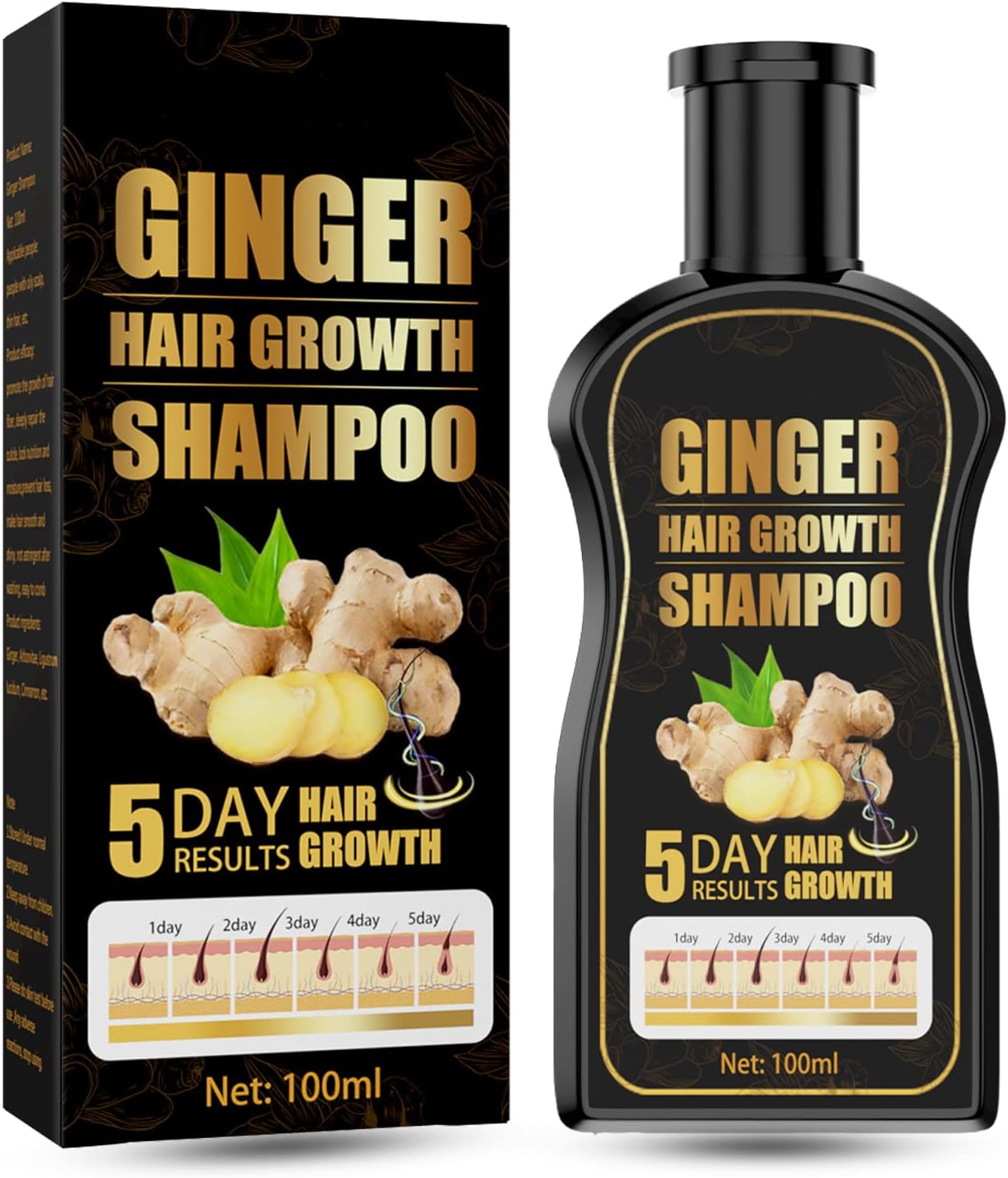 Natural Organic Ginger Shampoo Promotes Hair Growth, Anti-dandruff & Anti-itching for Hair Loss Women & Men (1pcs)