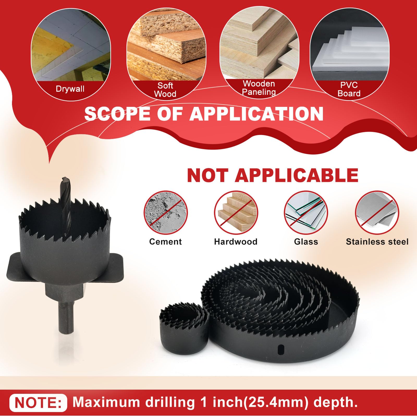 ANGELSWORD Hole Saw Kit - 24 Piece for Wood & More -7