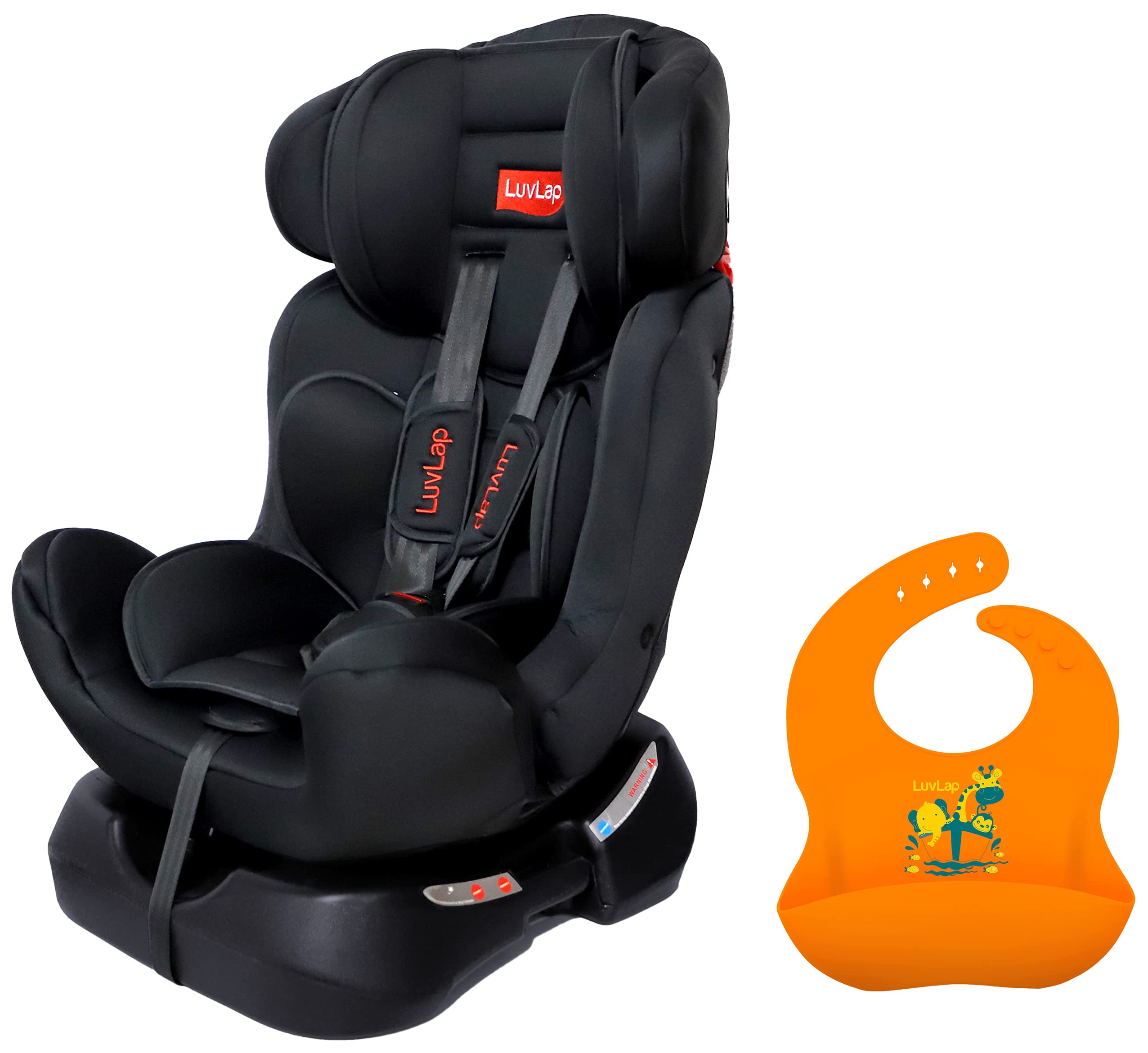 Luvlap Galaxy Convertible Car Seat for Baby & Kids from 0 Months to 7 Years (Black) & Silicone Baby Bib for Feeding & Weaning Babies & Toddlers (Orange)-picture-24