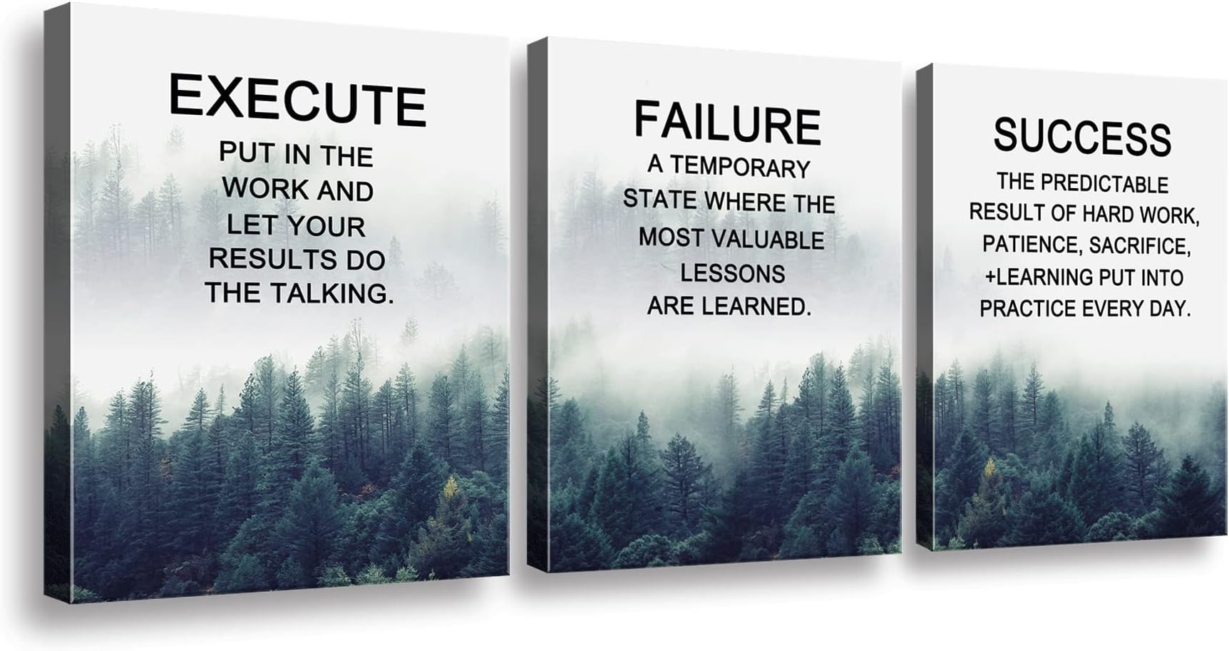 Ploceiny motivational posters for Classroom & Office wall Decor Success canvas Set of 3 wall art Prints Execute Failure Success Inspirational Prints Motivational Wall Decor for home decor A-273