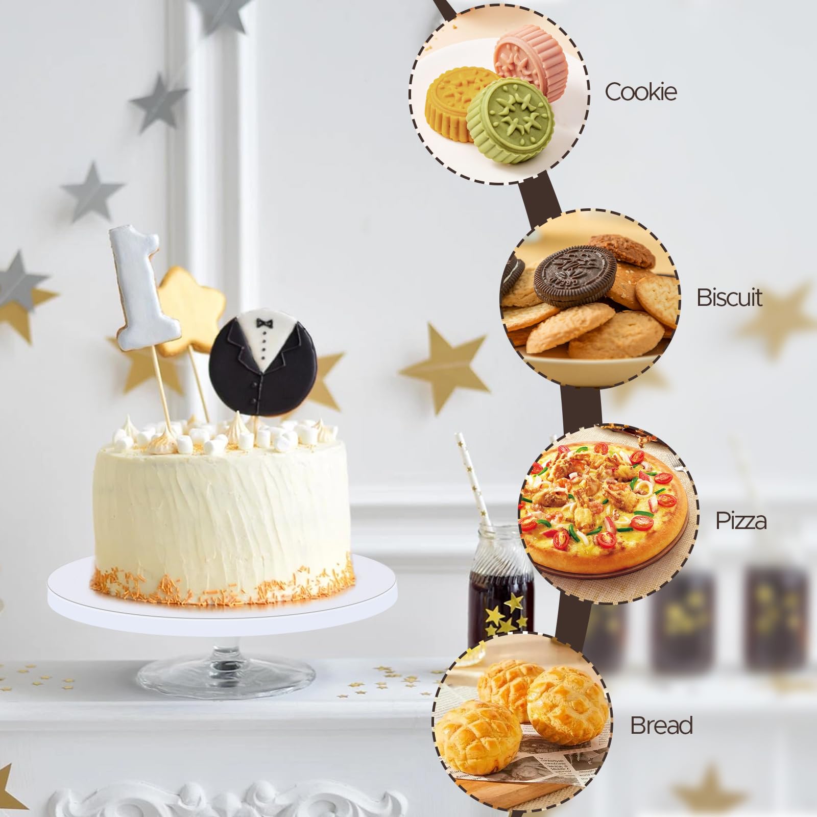 Base Para Tartas Foydream 6 Piezas , Tablero De Pastel Redondo Base 30 Cm X 12 Mm Blanco Cake Board Reutilizable, Para Pasteles Y Postres Bandejas Para Tartas