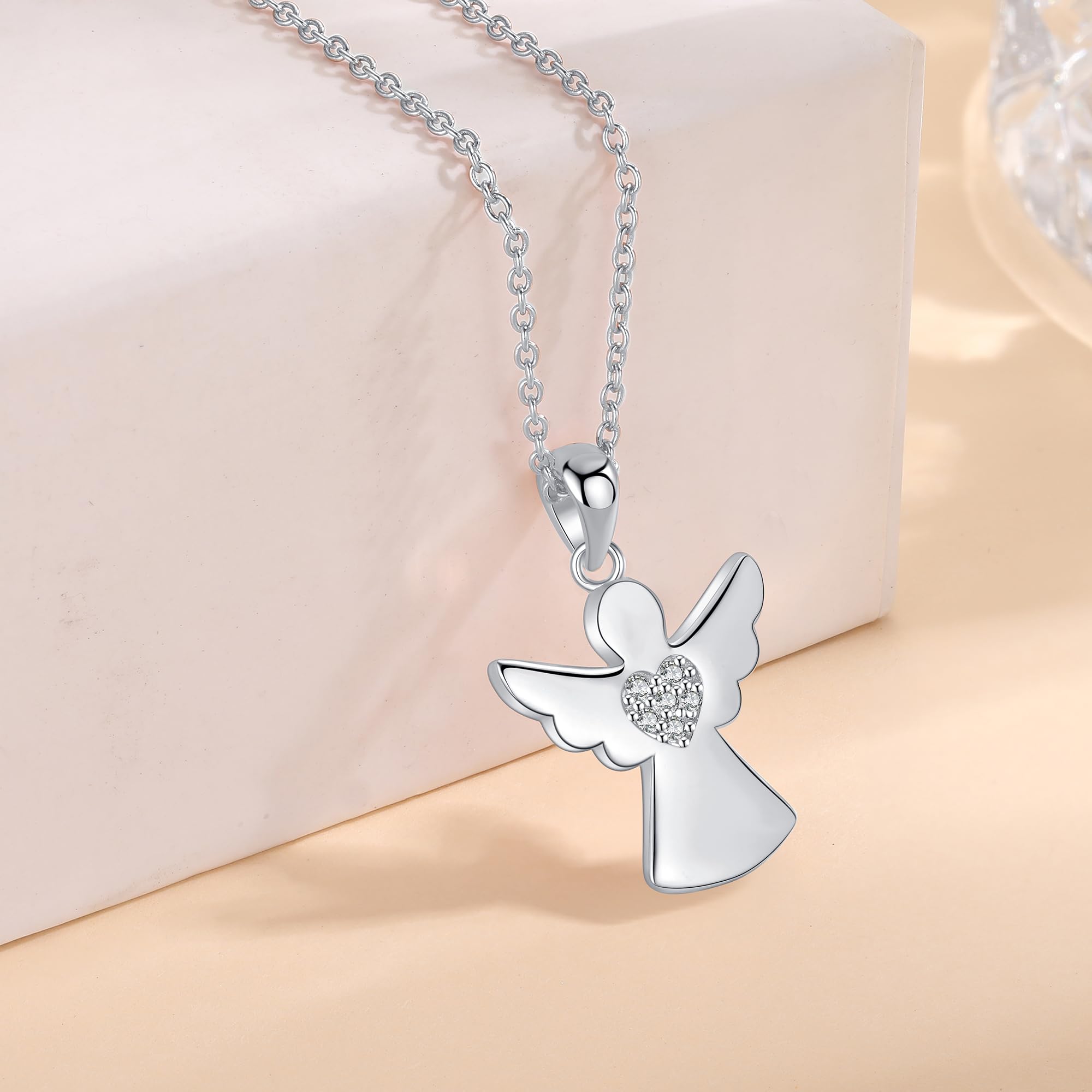Jrêveinfini Schutzengel Halskette Damen 925 Silber mit Anhänger, Engel Schmuck Glücksbringer für Frauen mit Geschenkbox, Geschenk zu Weihnachten, Valentinstag, Muttertag & Geburtstag