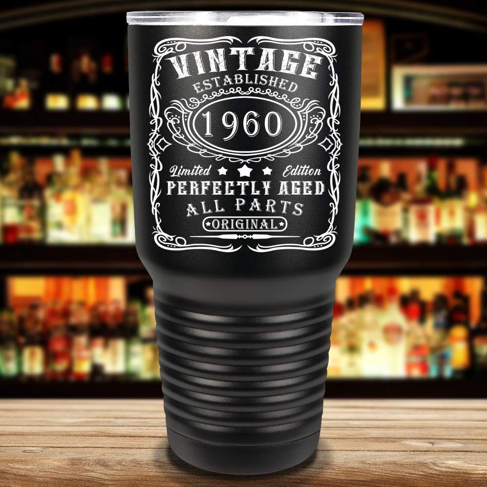 TOP оƒƒERS 1960 Limited Edition All Parts Original 60th Birthday on Black 30 oz Stainless Steel Tumbler