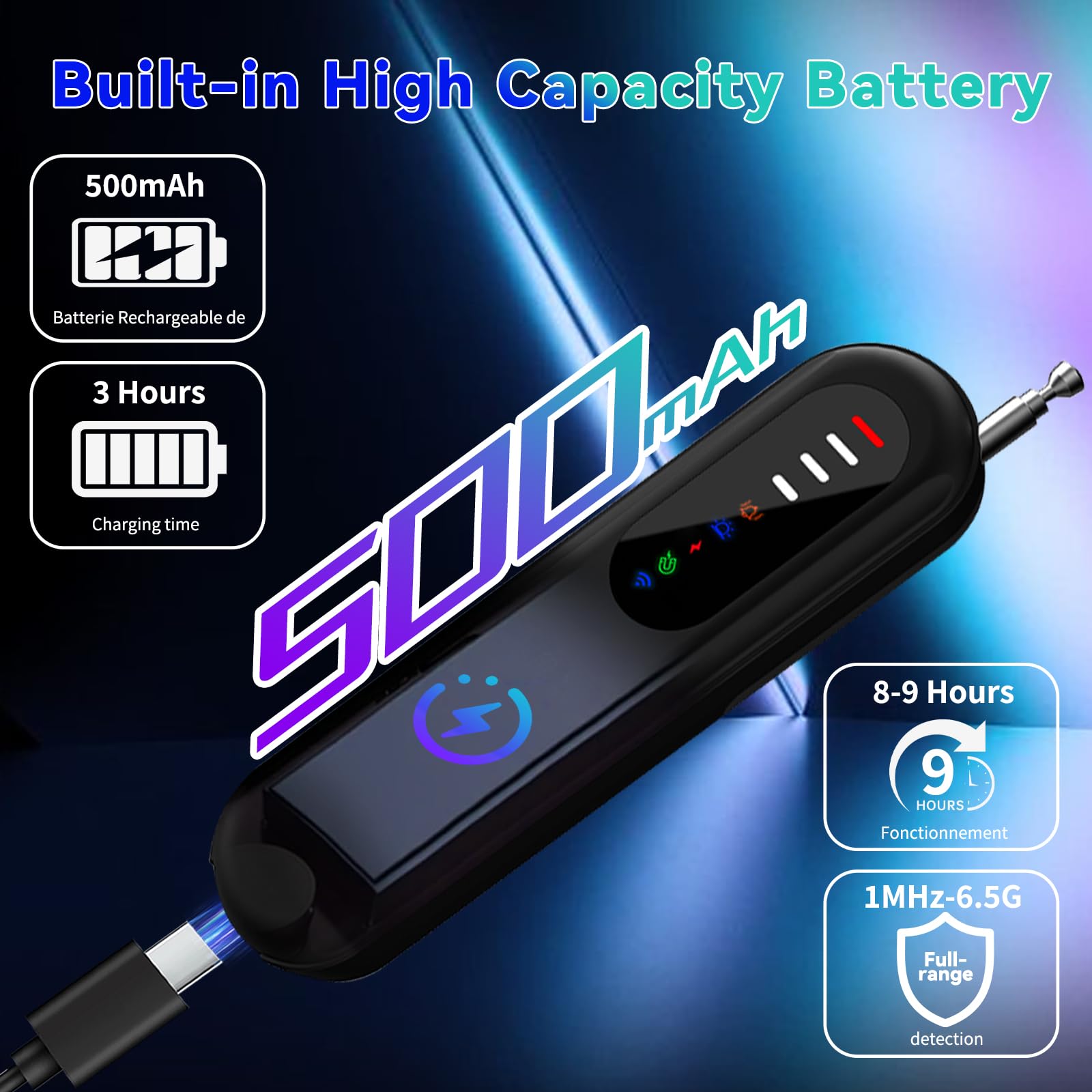 Rilevatore di Microspie Senza Fili,4 in 1 Professionale Portatile Rilevatore di Telecamere Nascoste RF Microspie Anti Spy Anti Recording Detector per Hotel Ufficio Casa Auto