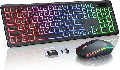 Wireless Keyboard and Mouse Combo, RGB Backlit, Rechargeable - best affordable gaming laptop