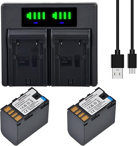 Miniatura 4 de Batmax 2 baterías BN-VF823 de 3000 mAh + cargador USB LED rápido con puerto tipo C para JVC BN-VF823 BN-VF823U Everio GZ-MG130 148 150 155 175 255