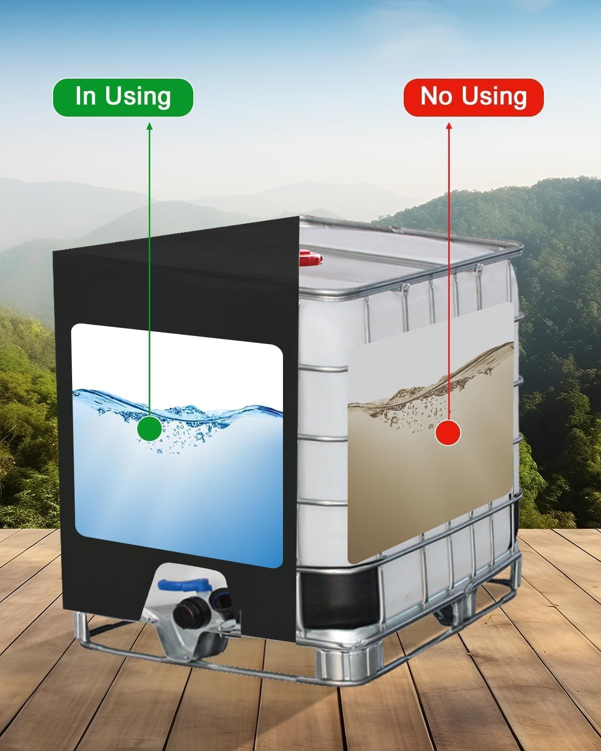 Bâche pour Cuve IBC 1000L Anti-UV Anti-Poussière Noir 116x100x120 cm