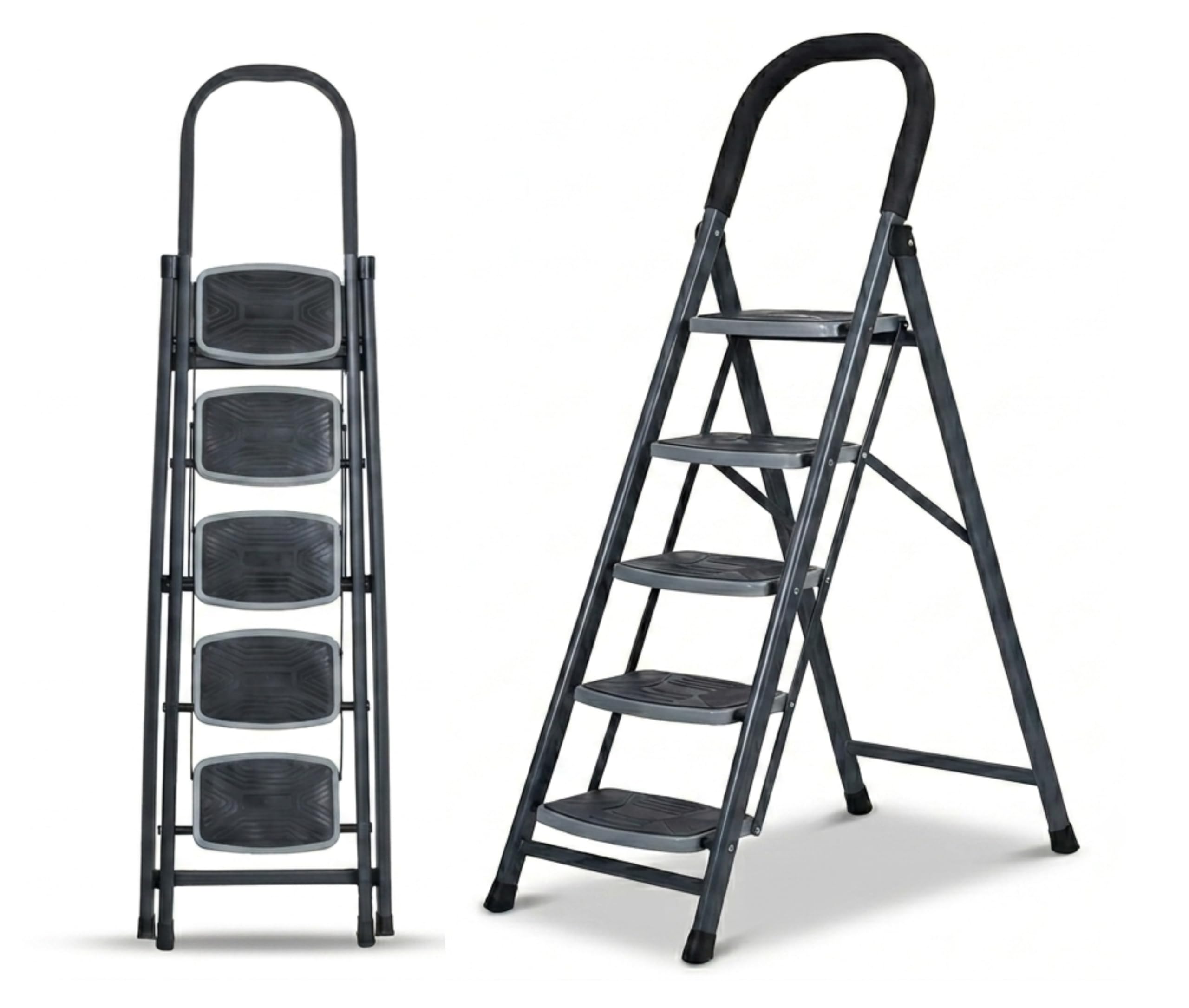 Foldable Steel Ladder for Home & Office | Ultra-Durable GI Alloy Steel Step Ladder with Wide Anti-Slip Pedals & Hand Grip | 150 kg Capacity-image-41