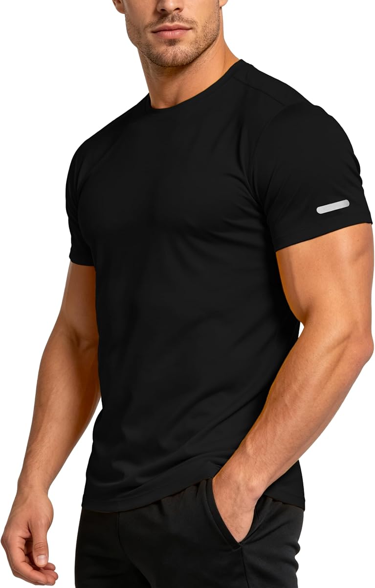 Workout Shirts Men Moisture Wicking Quick Dry Running Short Sleeve