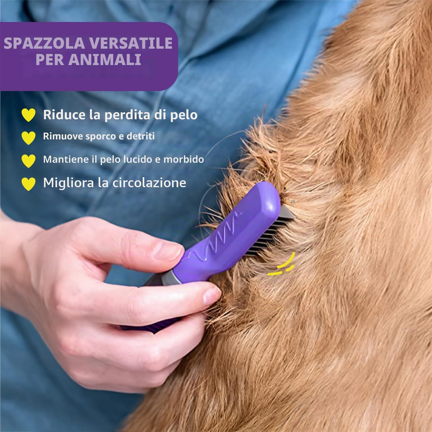 Hertzko - slanatore per cani e gatti - rimuove grovigli, nodi e peli morti