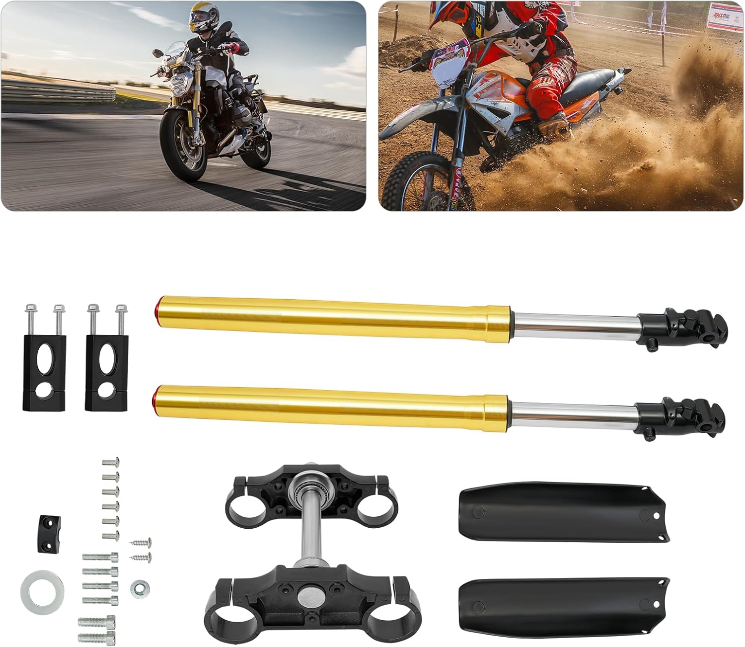 29" Pair Front Forks Set 45/48mm Triple Tree Clamps for 110cc 125cc Dirt Pit Bike Front Forks Shock Suspension Shocks Absorber