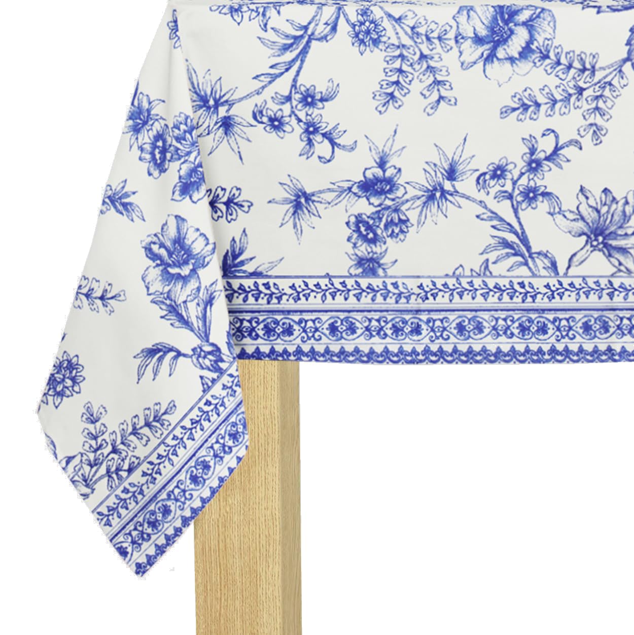 Coterie Blue Toile Paper Tablecloth | Rectangle Tablecloth/Table Cover for Bridal, Baby Shower, Tea Party, Garden, Birthday Party (8.5' by 4.5' Table Cloth, Rectangle)