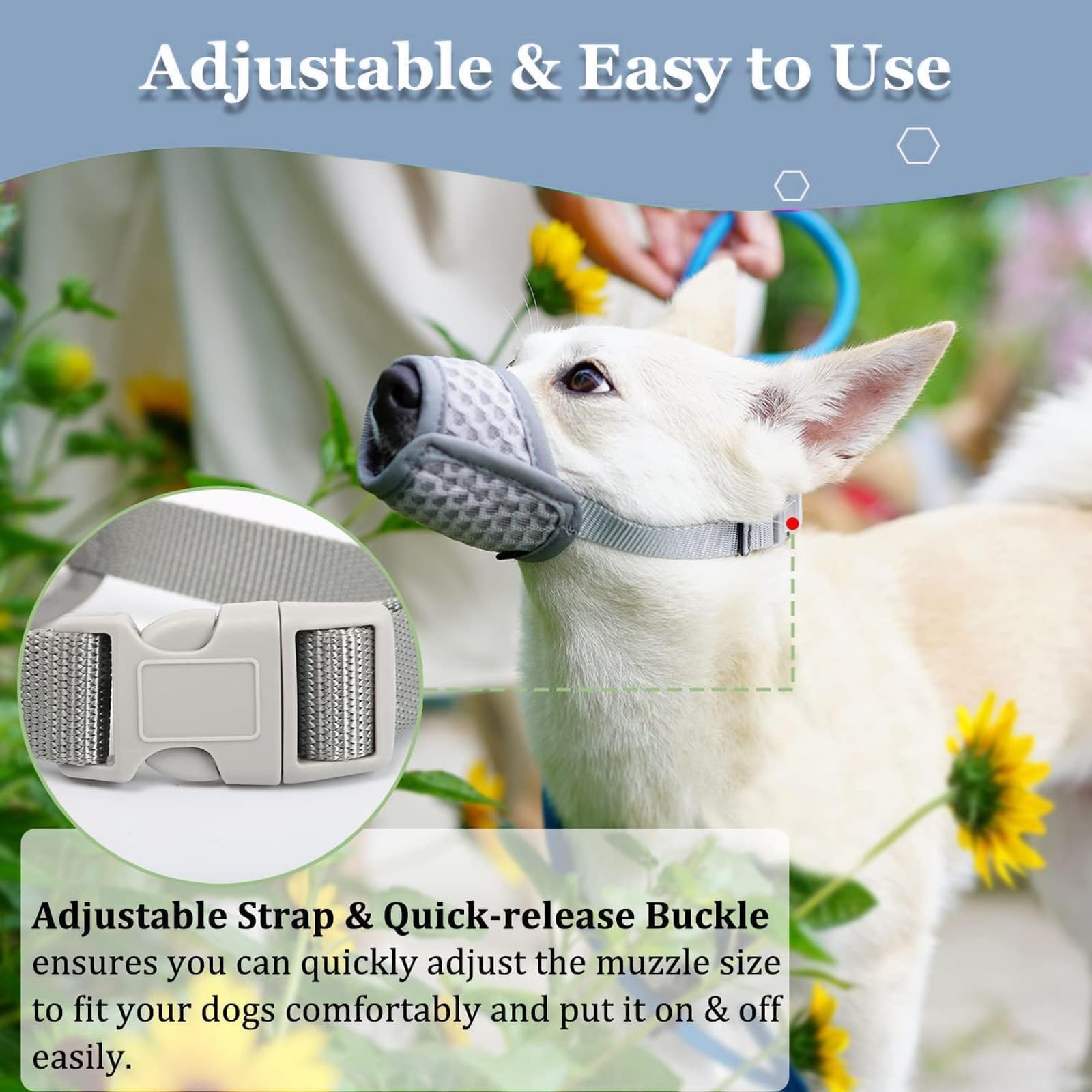 Generic Soft Mesh Dog Muzzle, Grey, Small Medium Large Dogs, Chihuahua Poodles Beagle Dachshund Corgis Labrador Golden - Image 3