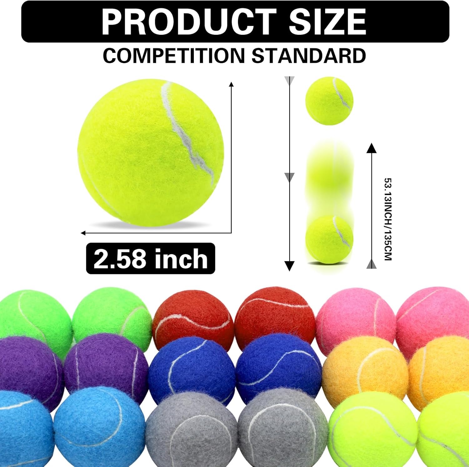 Swingers Tennis Balls,80 Pack High Elasticity Training Exercise Tennis Balls for Beginner,Practice Balls for Dog, with Mesh Carry Bag Easy to Transport (Multicolor, 80 Pack)
