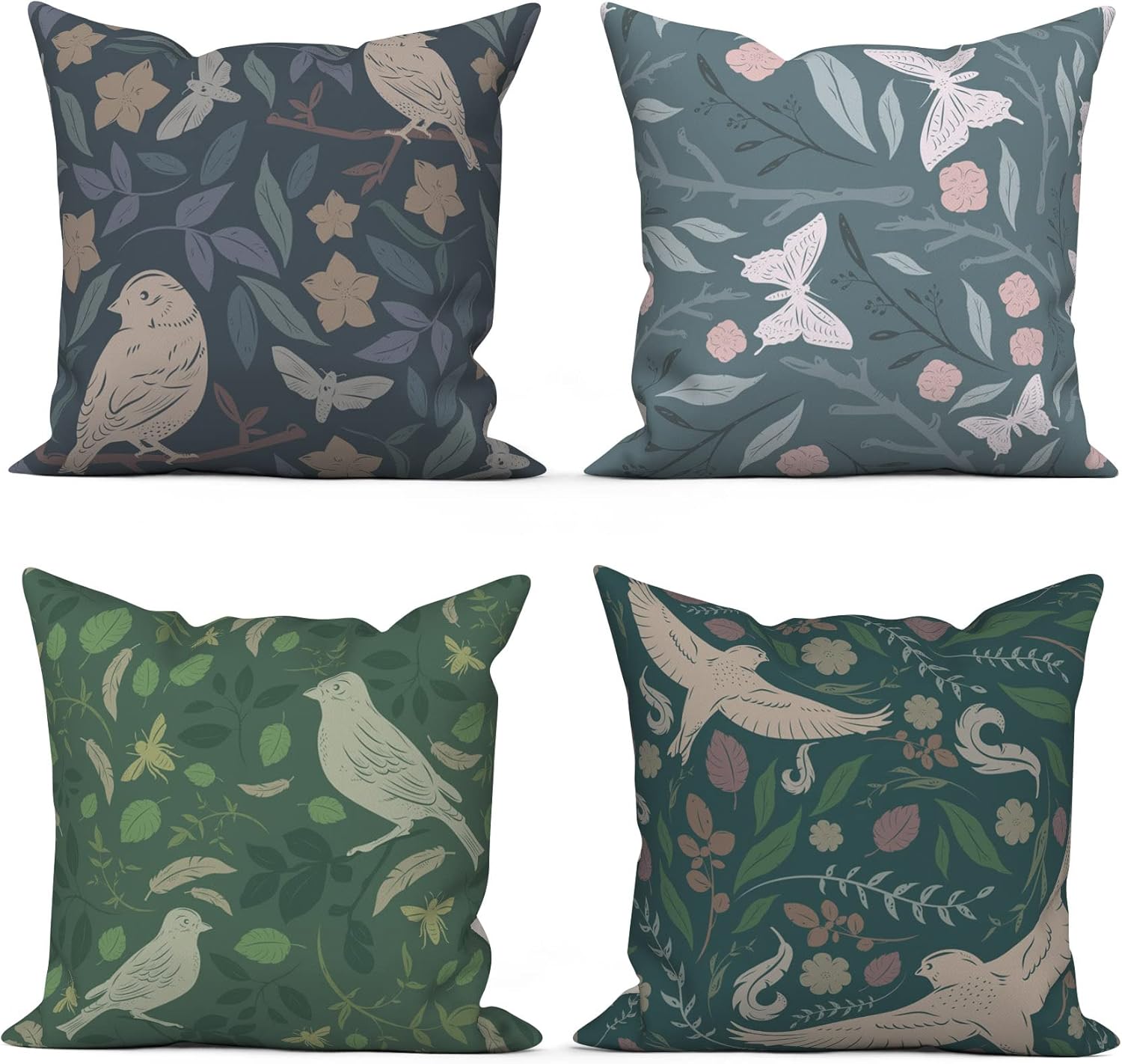 Spring Throw Pillow Covers 18x18 Inch Set of 4, Nature