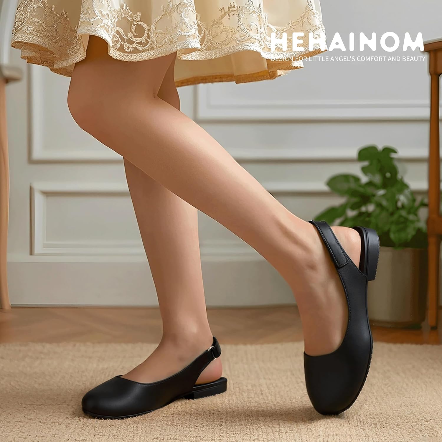 Hehainom Girls Dress Shoes Slingback Flats Round Toe Toddler Little Kids Sandals Summer Flower Girl Communion Church Shoes image 3