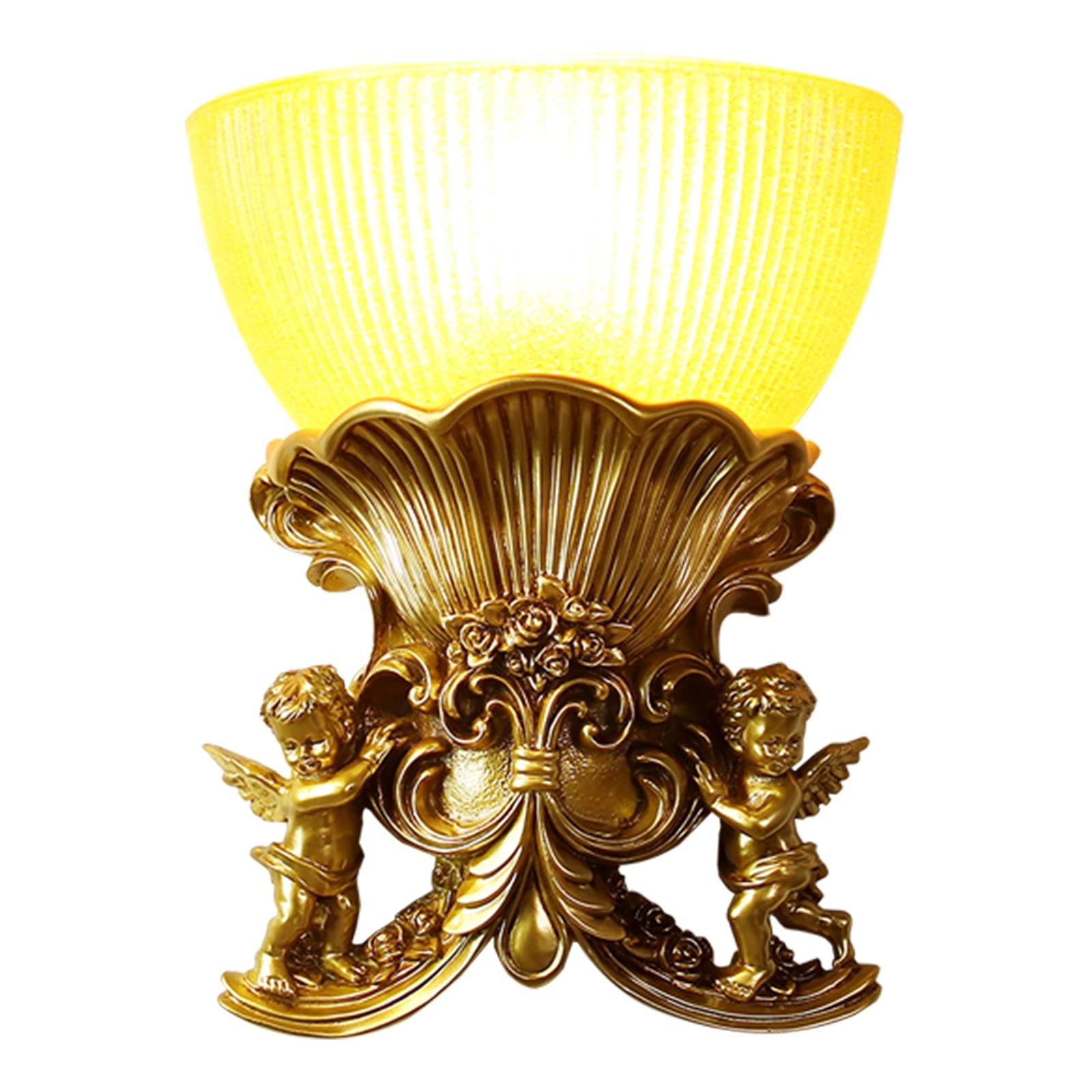 ZXTIIEUF Resin Angel Wall lamp European Style Lighting Bedroom Dining Room Lights Aisle - Corridor Glass Shade Decor sconces Gold Sconce