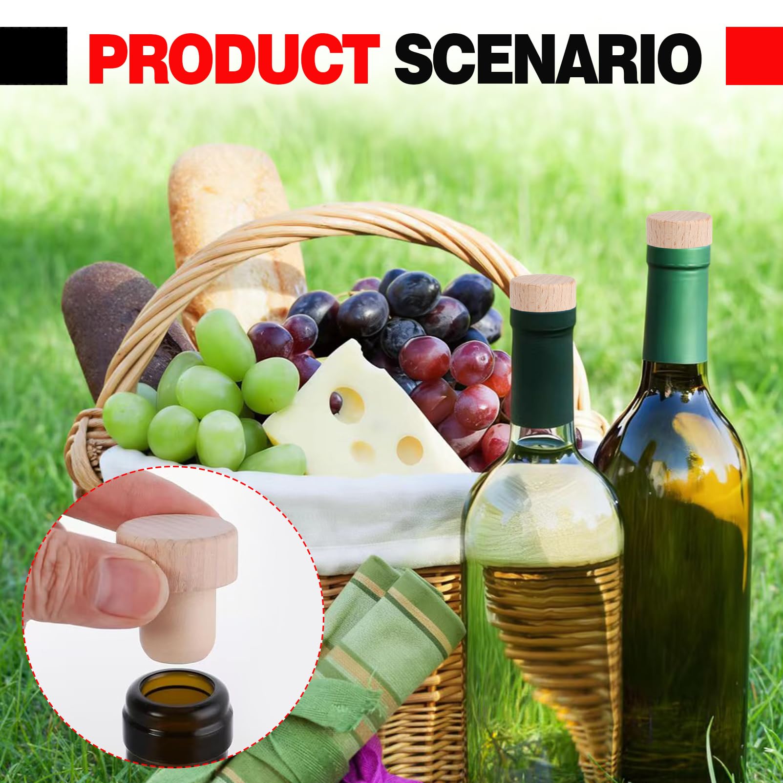 16 Piezas Corchos de Vino para Botellas, Tapones de Corcho Reutilizables, Tapones para Botellas de Vino para Bar, Restaurante y Uso Doméstico