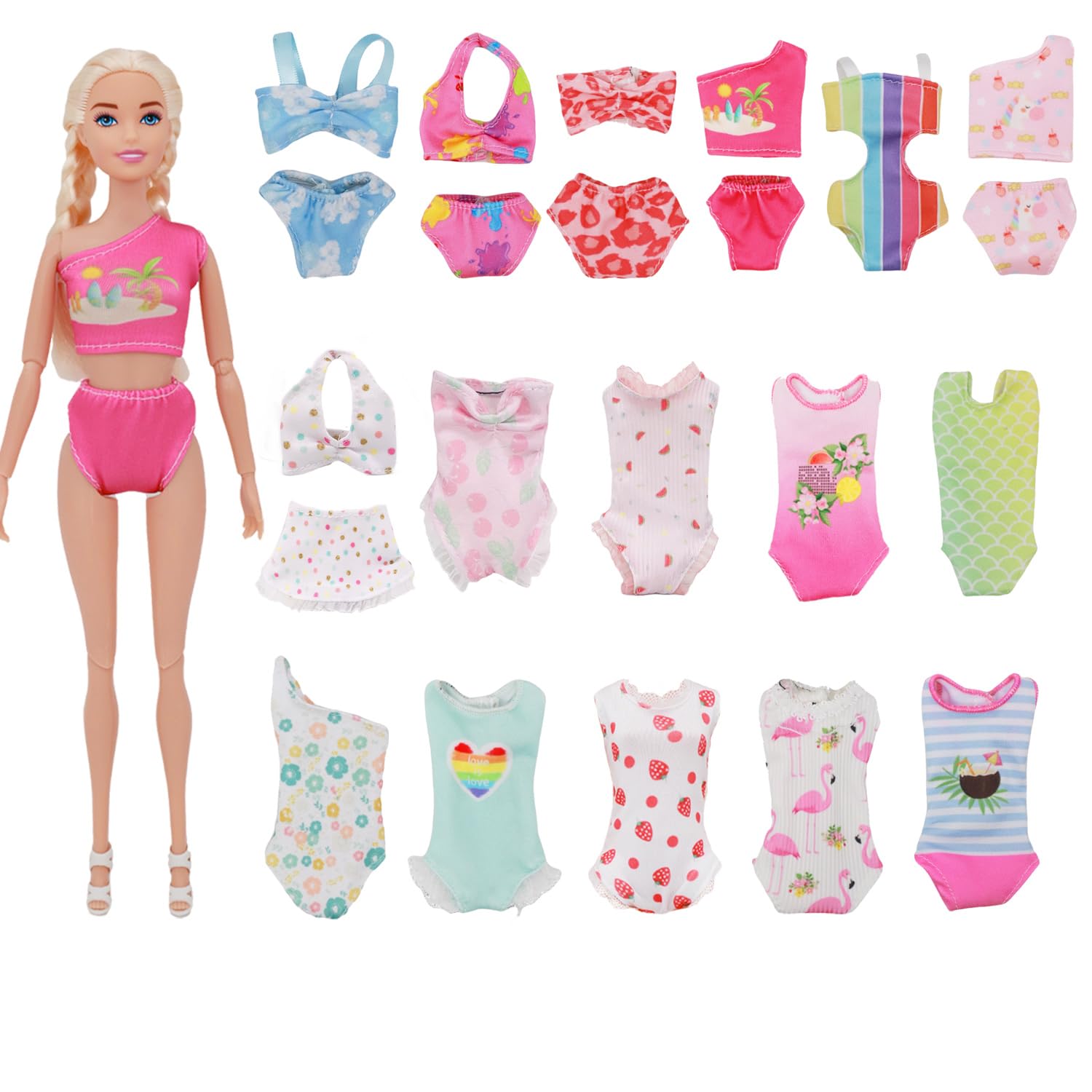Baby Doll Clothes Flamingo Swimsuit Summer Clothes For 43cm New Born Baby Doll Clothes Swim American 18 Inch Girl Dolls Bikini