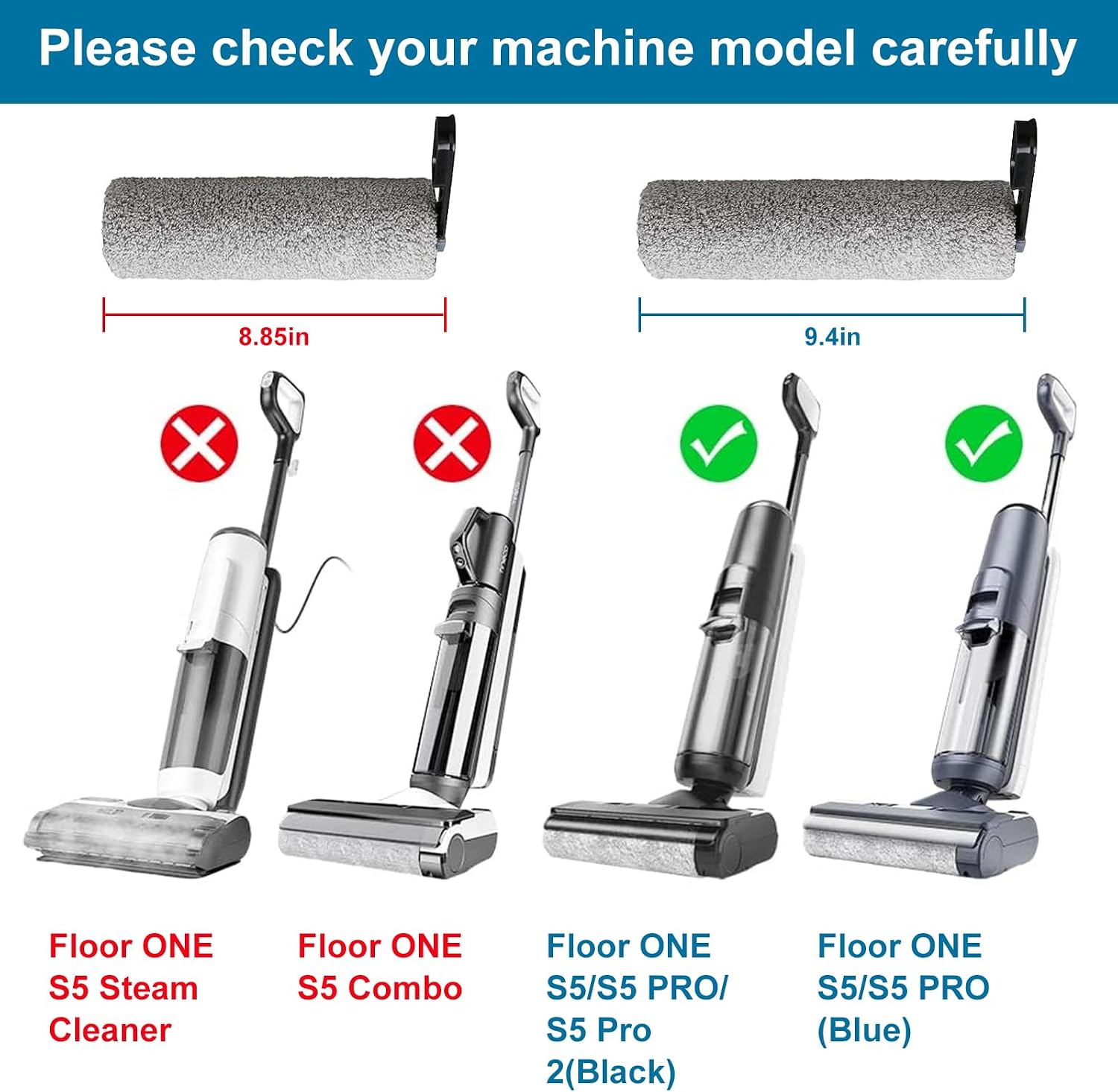 CERO Floor One S5 Replacement Parts for Tineco Floor ONE S5 / S5 Pro Cordless Wet Dry Vacuum Cleaner, Replacement Include 4 Filters & 2 Brush Rollers, Not with S5 Combo and S5 Steam！！！