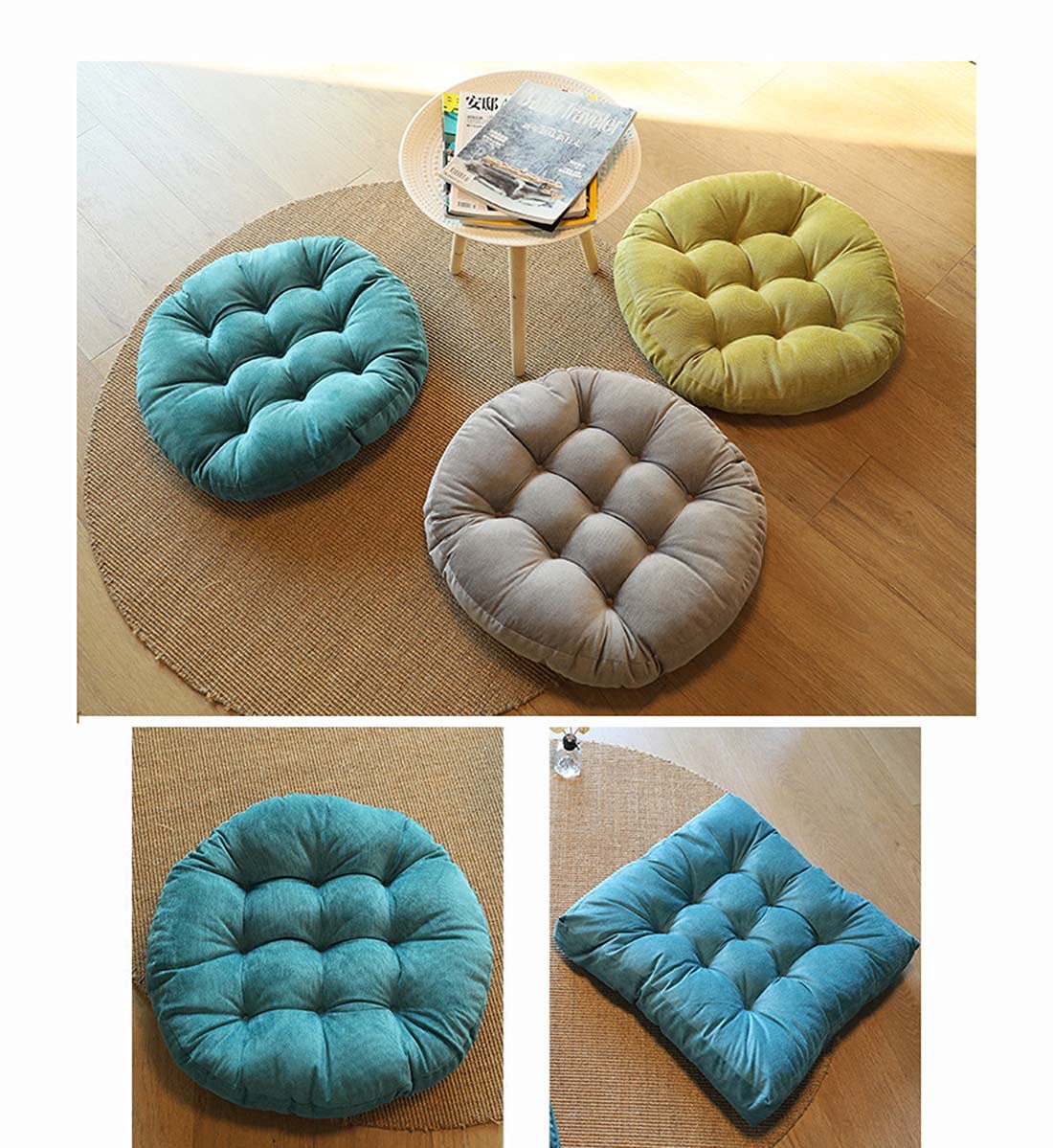 Morbido cuscino da pavimento in corda, 55 x 55 cm, spessore 10 cm, cuscino per sedia da giardino, finestra a bovindo, giallo-B, decorazione per la casa, uso esterno