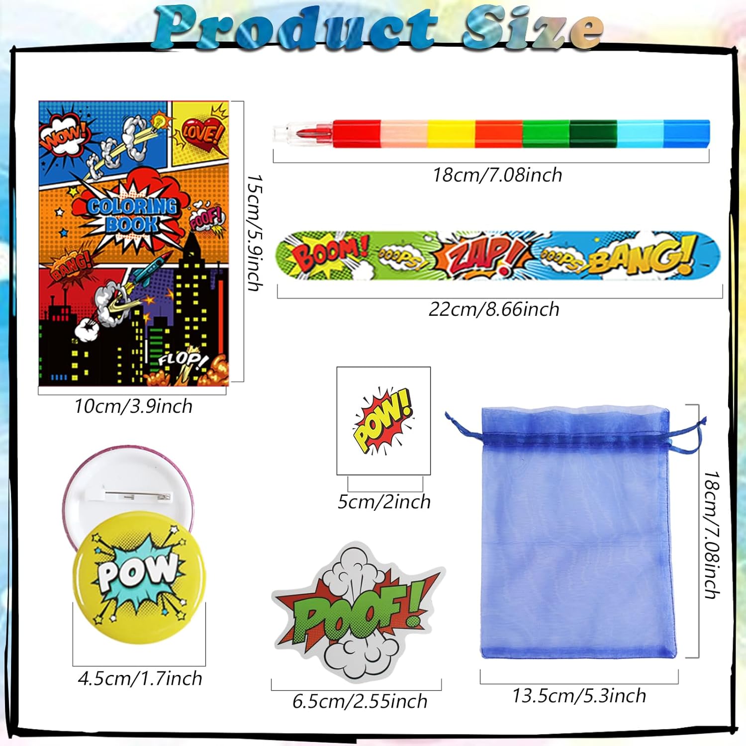 130 PCS Hero Party Favors Kit-Includes Bulk Coloring Book Badge Slap Bracelets Tattoo Sticker Crayons Gift Bag Stickers for Fillers School Classroom Gift Rewards Activity-Hero Party Decorations - Image 3