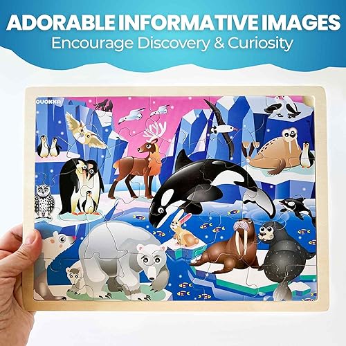 Miniatura 4 de QUOKKA Juego de 4 rompecabezas para niños de 4 a 6 años  24 piezas de rompecabezas Montessori realistas de madera para niños de 3 a 5 años