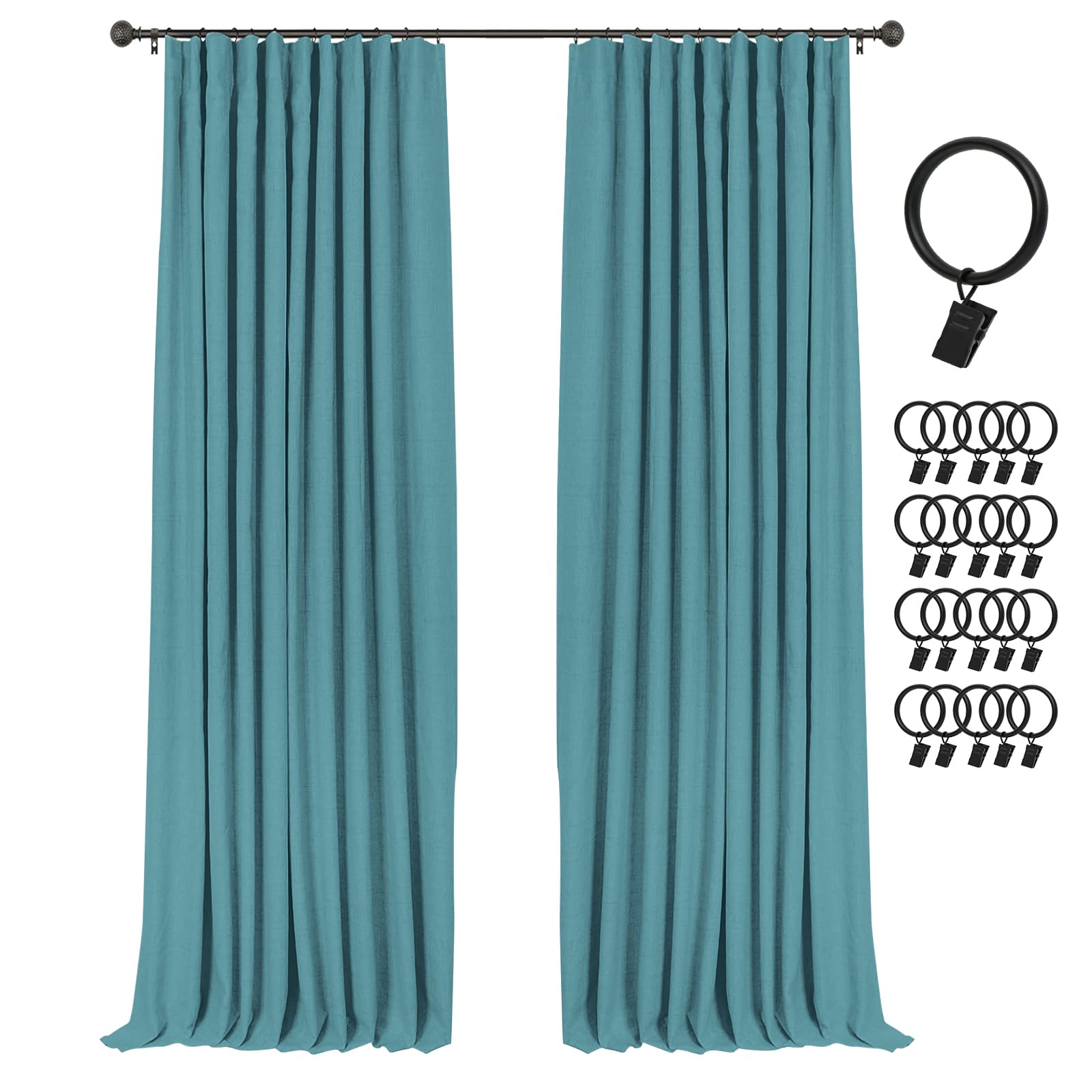 INOVADAY 100% Blackout Curtains for Bedroom Black Out Curtains 90 Inch Long