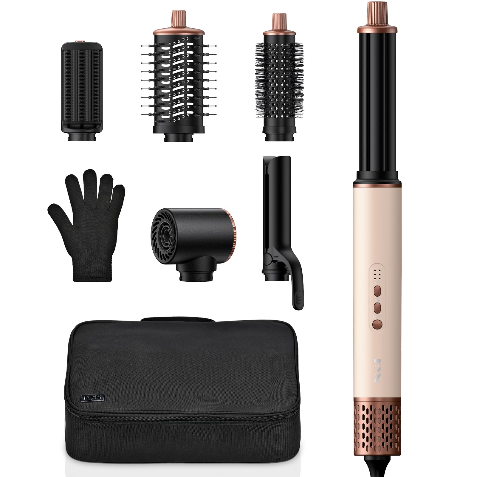 Cepillo Secador de Pelo 6 en 1, Moldeador Multifunción de Alta Velocidad 1400W con Secador Iónico, Rizador Automático, Cepillo de Aire Caliente y Alisador para Alisar, Rizar, Volumen y Viaje | Juego de cepillos para peinar el cabello