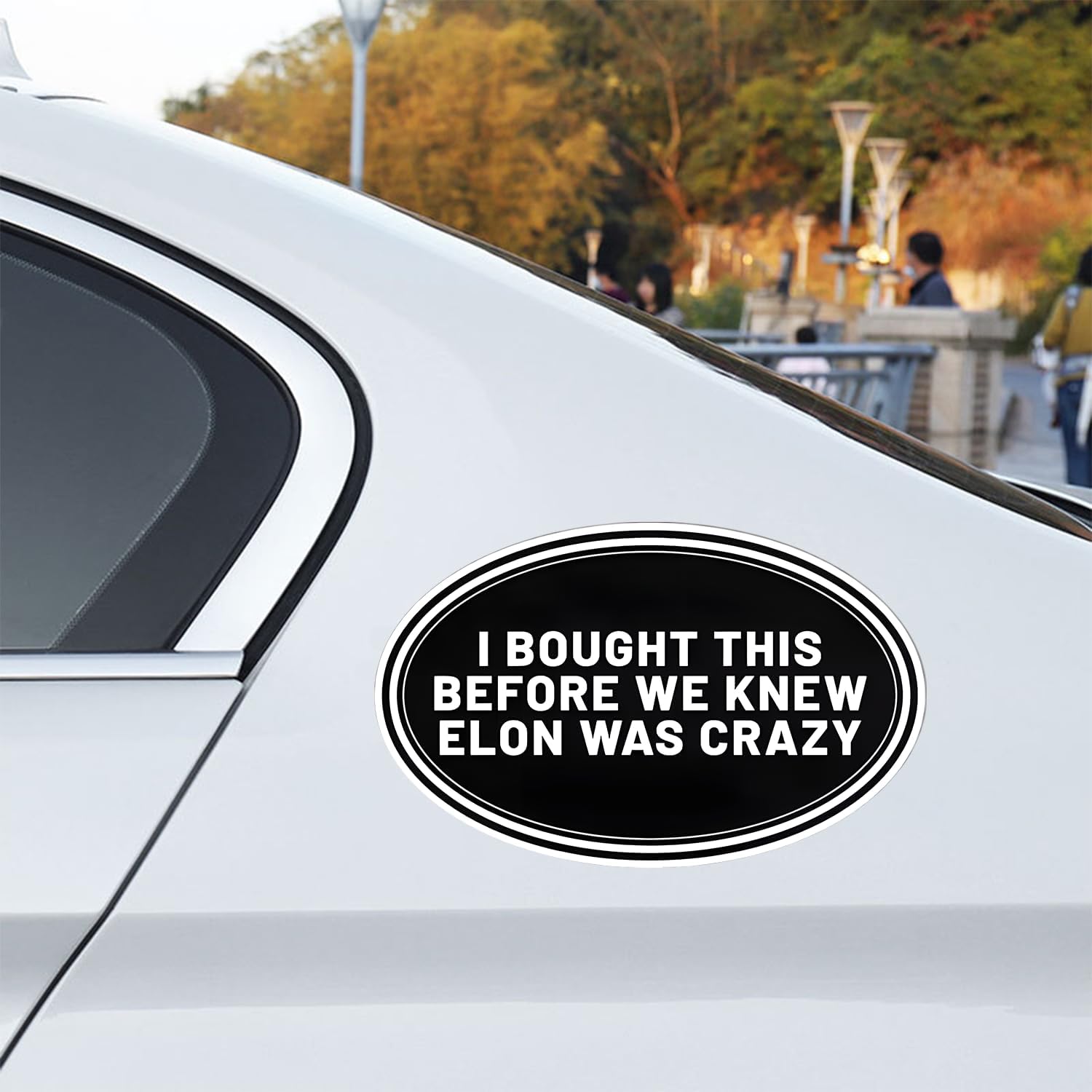 Car Bumper Sticker Musk Fan Square Car Window Waterproof Sticker Universal Body Cover Scratch Decoration,Oval (10.5 * 6.2cm)