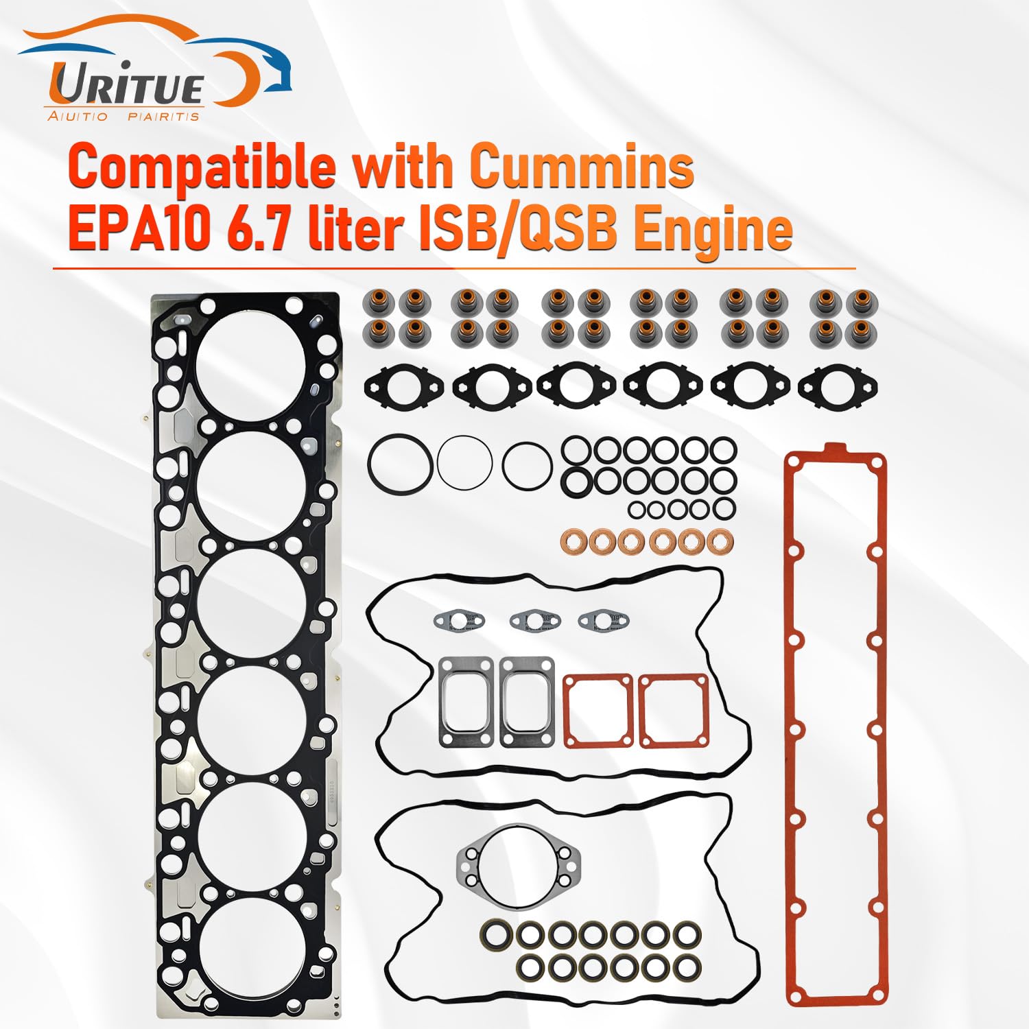4955229 Upper Engine Head Gasket Set Compatible with Cummins EPA10 6.7 Liter ISB/QSB Engine