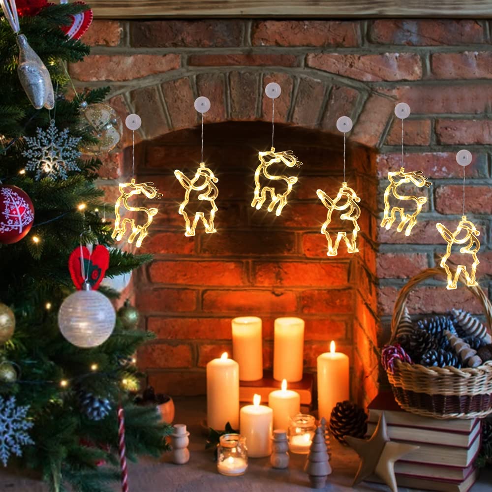 Aragallant LED Weihnachtsbeleuchtung Holz - Elch Licht Mit Mond Und Sternen