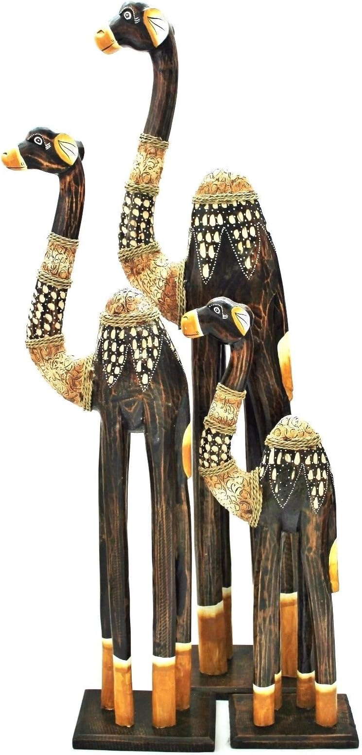 Set of 3. 100 cm 80 cm 60 cm Wood Camel Camel Africa D? Animal Decoration Figurine Sculpture