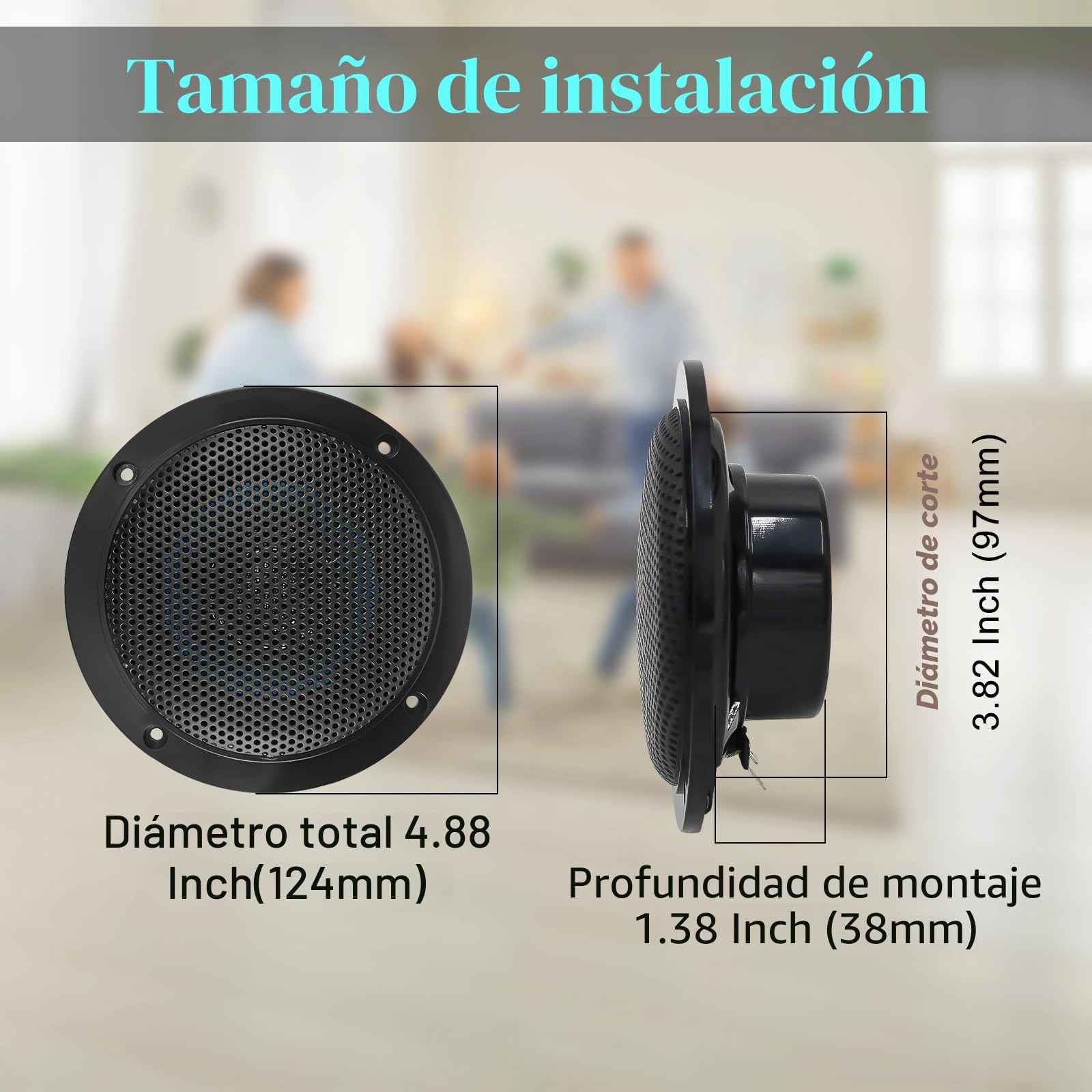 STUDIOFINIX Altavoz de 4 Pulgadas Impermeable con Bluetooth para baño, Cocina, hogar, Exterior, campistas, carritos de Golf, Barcos con Montaje de Montaje en rampa (Negro)