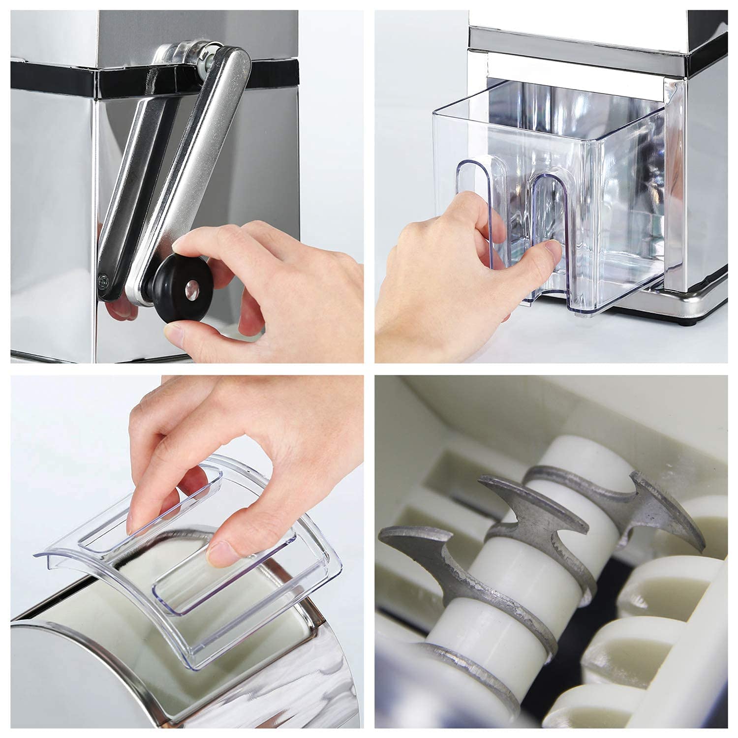Trituradora de hielo manual Trituradora de hielo de acero inoxidable Picadora de hielo Fabricante de conos de nieve Molinillo de hielo Máquina para romper bloques de hielo Máquina trituradora de hielo