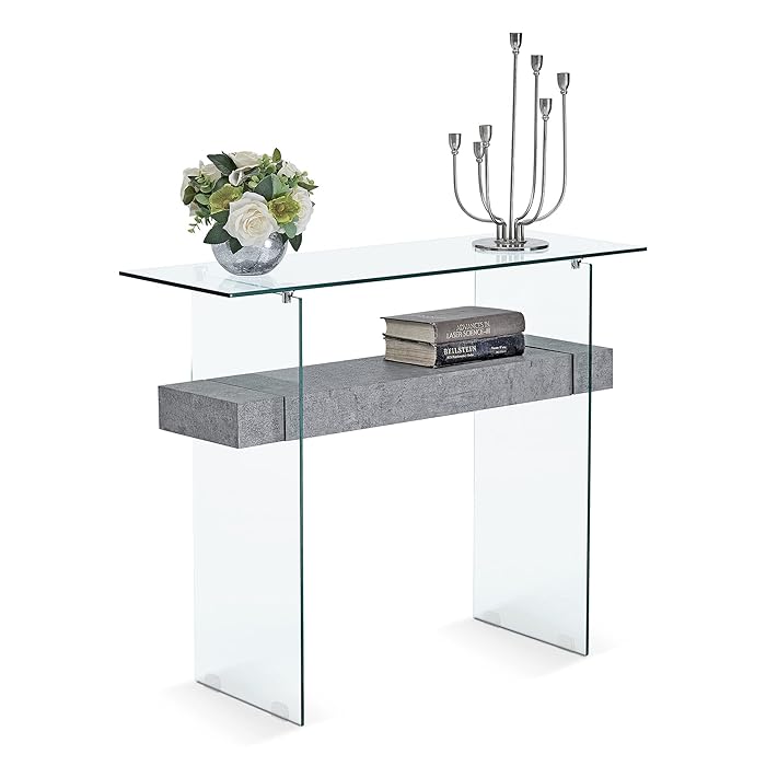 Buy Ivinta Narrow Glass Console Table with Storage Modern Sofa Table