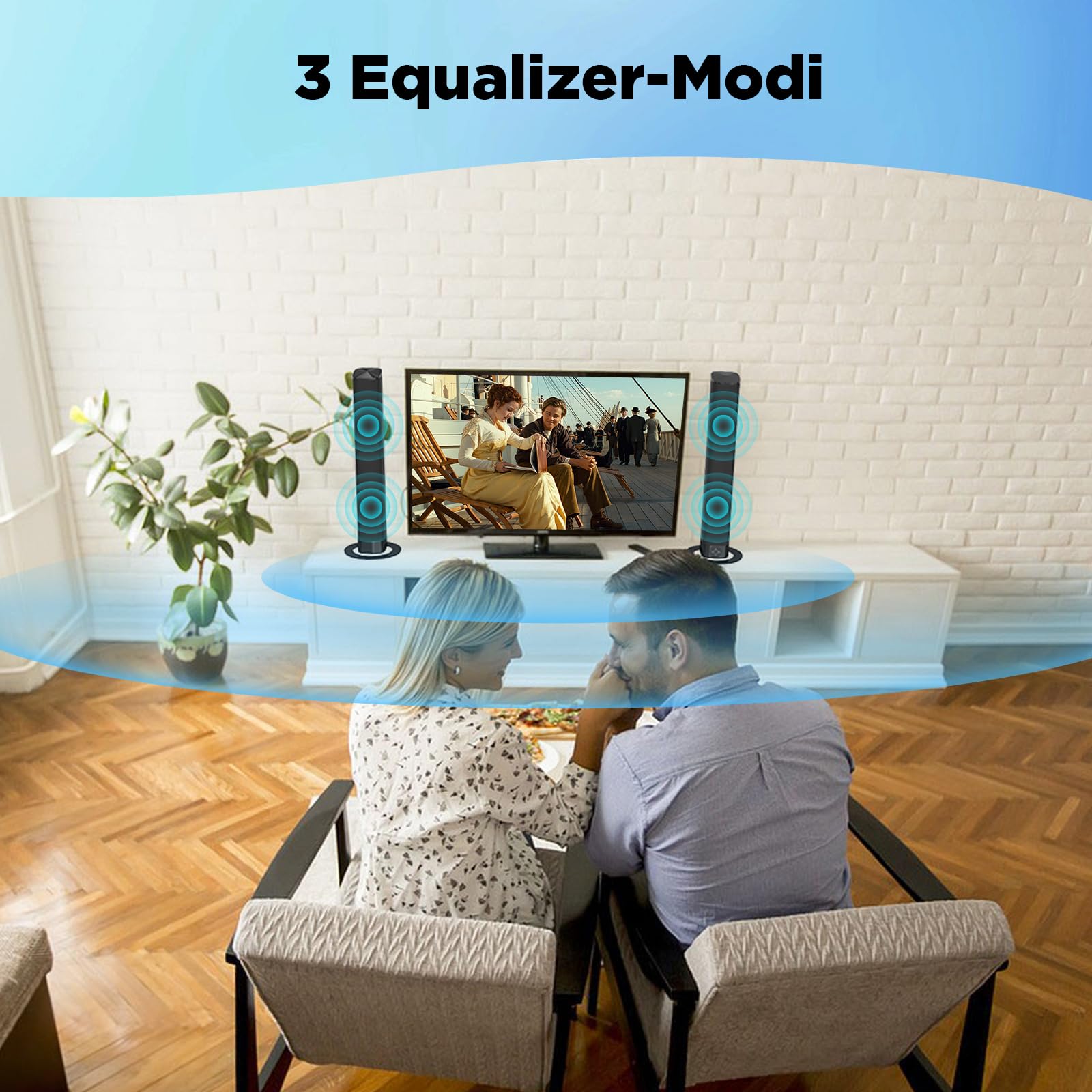 GarageRock Soundbar für TV Geräte, Teilbare 2-in-1 Set of TV Soundbar, Auto-Volume-Boost, 3 Sound Modi, Surround Soundsystem, Bluetooth 5.3, ARC/Opt/Aux, TV Lautsprecher für Fernseher, Monitor, 1pcs