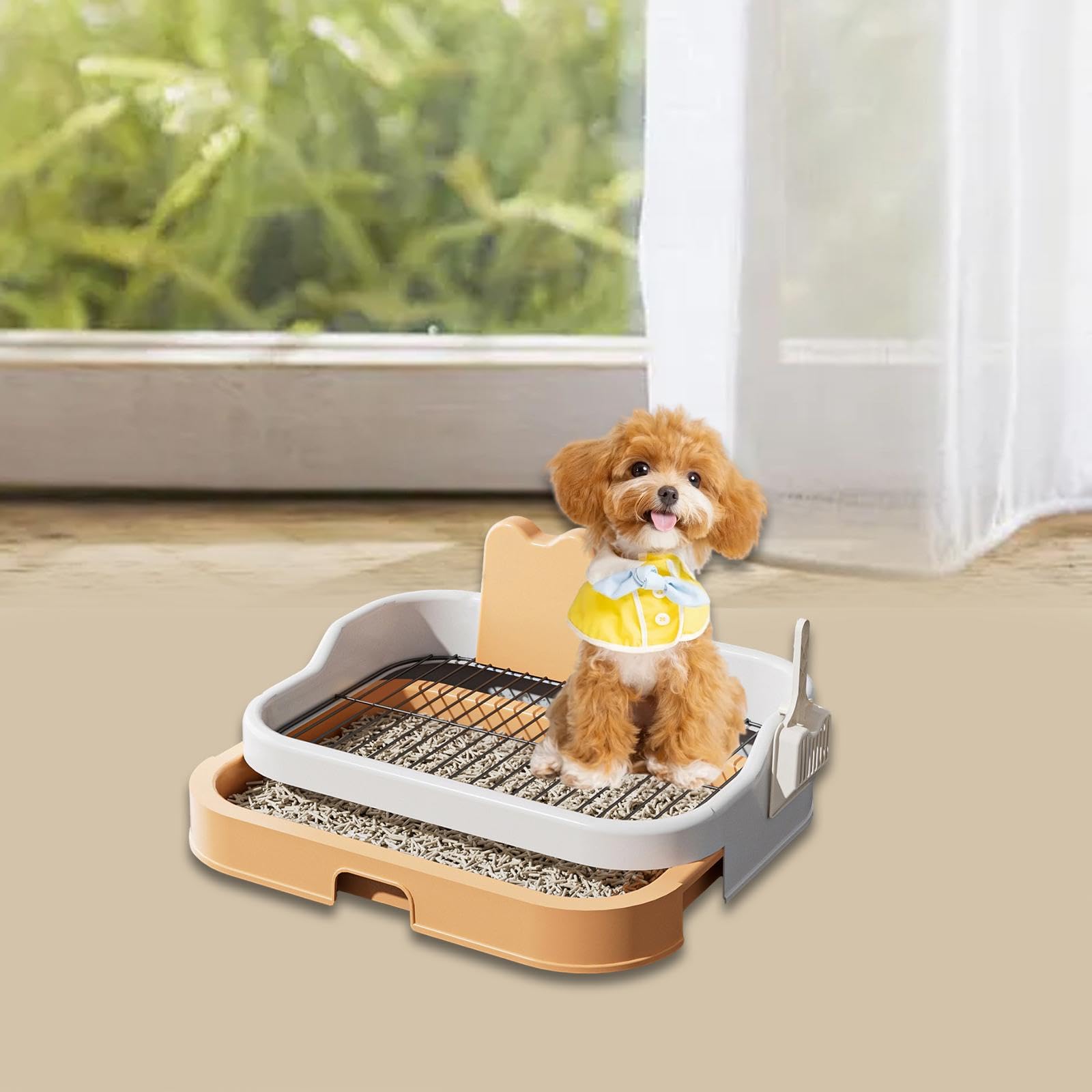 Inodoro para Perros Bandeja Higiénica Estable Material Robusto Fácil Mantenimiento Protege Suelos Y Patas Adecuada para Dormitorios Hogares Apartamen, Naranja Blanco