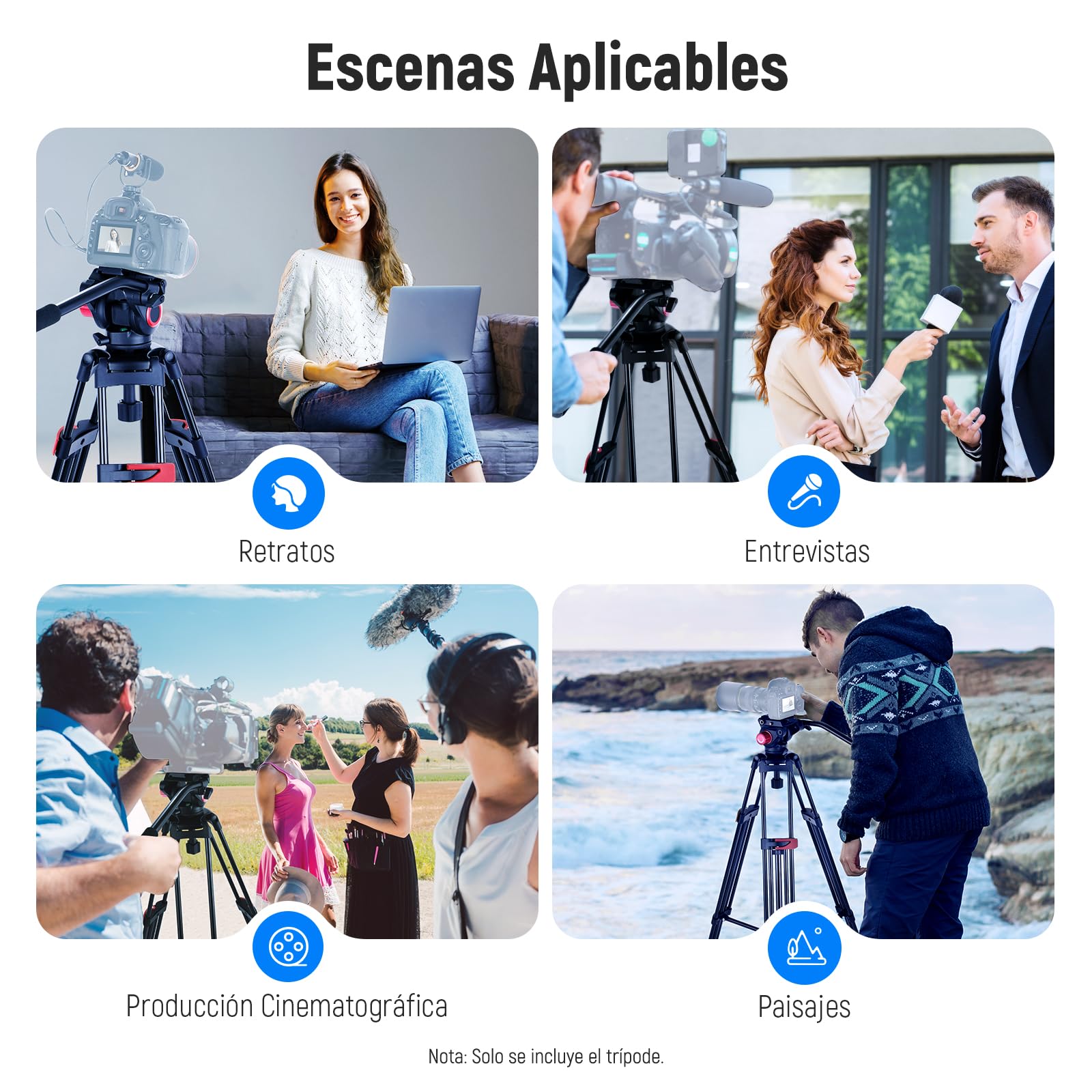 NEEWER 79" Trípode Cámara con 360° Cabezal Fluido, Soporte Vídeo Aleación Aluminio Resistente con Placa QR, Compatible con Canon Nikon Sony y Otras videocámaras DSLR, Carga 17,6lb, Paño de Limpieza