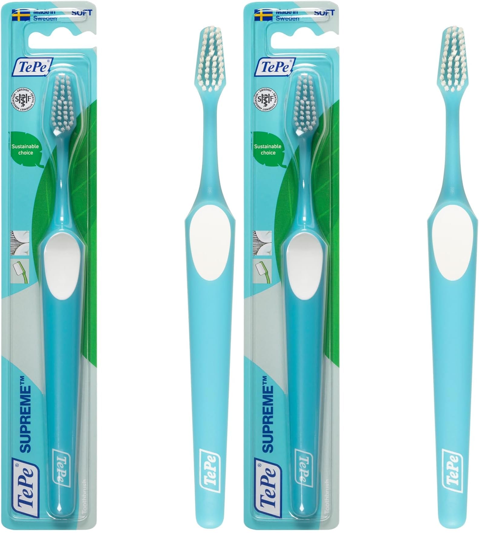 TEPE Supreme Diş Fırçası, Yumuşak Kıl Diş Fırçası, Hassas Diş ve Diş Eti Bakımı için Konik Fırça Başlığı, Yetişkin, 1 Paket (2 paketi)