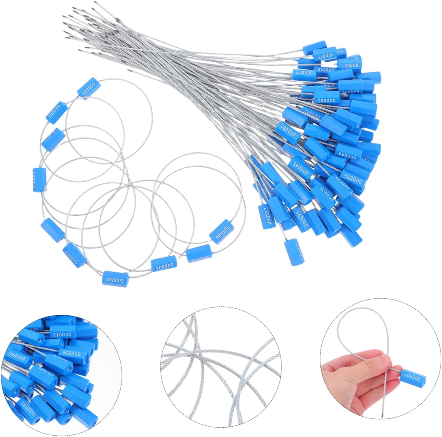 LIFKOME 100Pcs Security Steel Cable Seals Tamper Wire Tags for Shipping Containers Trucks High Strength Dustproof Metal Seal Tags