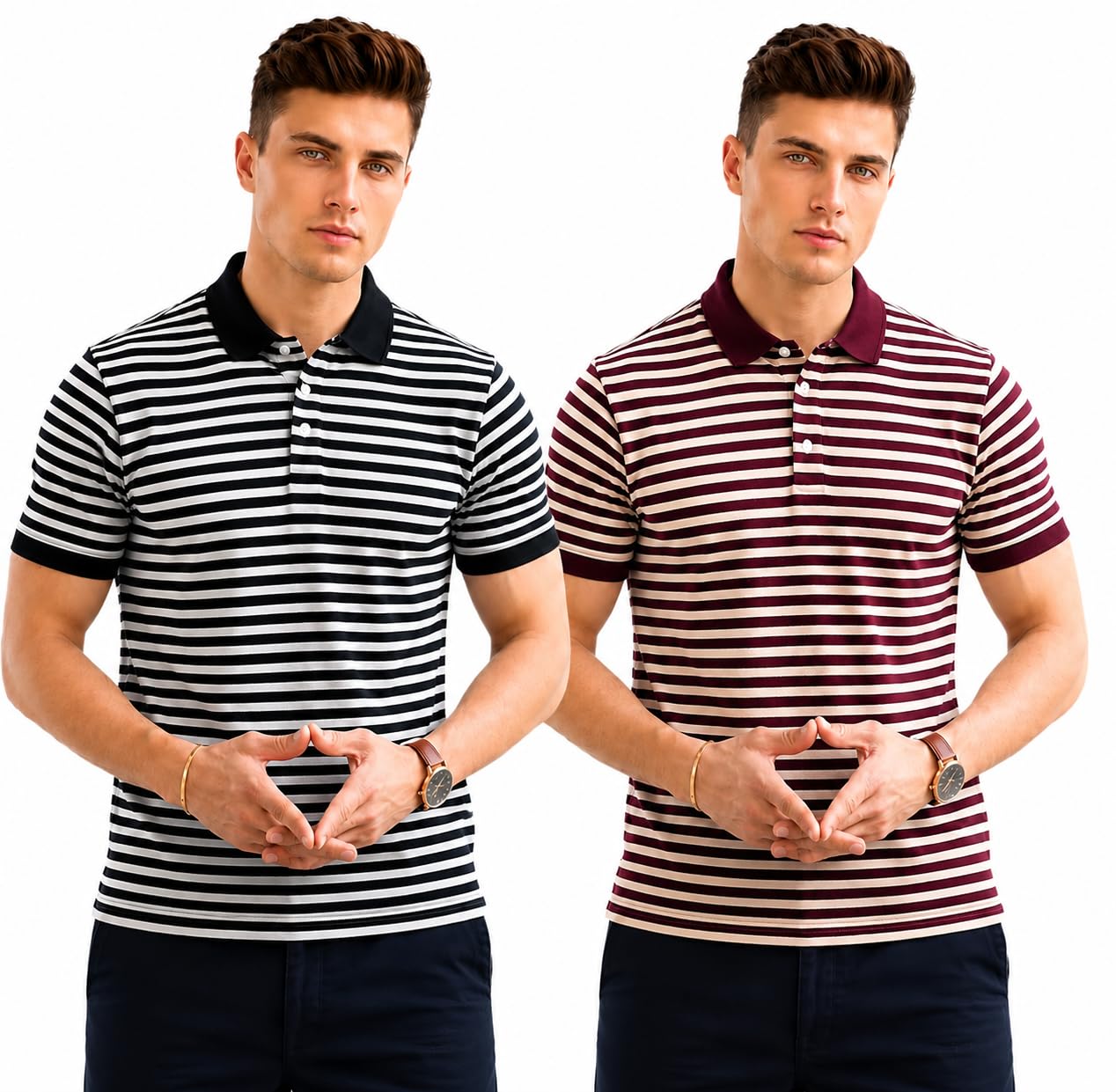 mack jonney Men’s Cotton Polo T-Shirt Pack of 2 | Multicolour Casual & Trendy T-Shirts | Soft & Comfortable Regular Fit-PO2-1094-picture-29