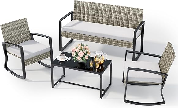 Outdoor Wicker 4 Piece Patio Furniture Set