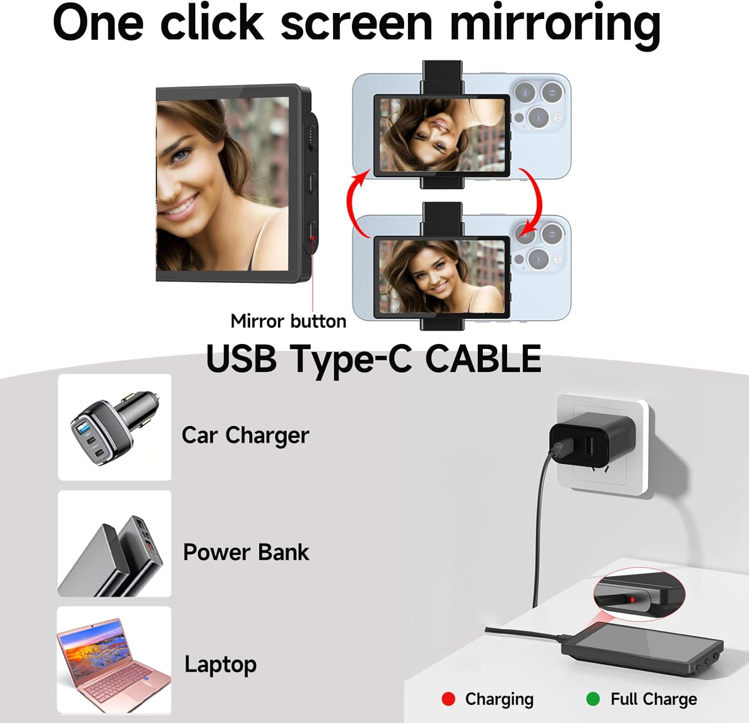 OmniMaster Phone Vlog Selfie Monitor Screen, Magnetic Phone Holder Clip Mount, Using Rear Camera for Selfie Vlog Live Stream TikTok, Instagram, YouTube, iPhone & Android Phone Compatible