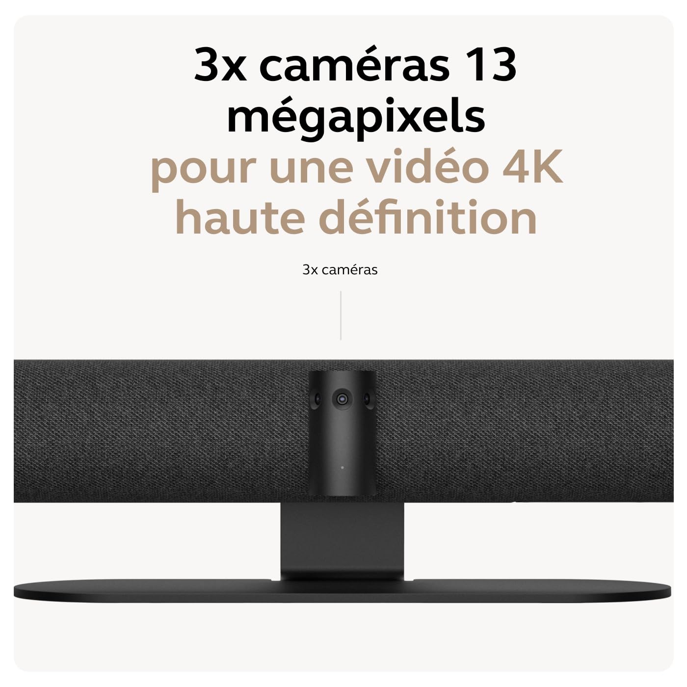 Barre vidéo panoramique 4K Jabra PanaCast 50 - Caméra de visioconférence pour petites et moyennes salles avec champ de vision 180° et 8 microphones – Alimentation UE - Noir