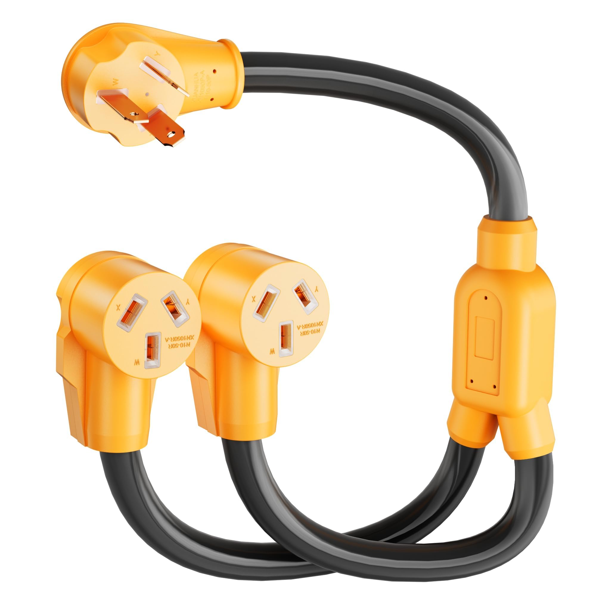 MECMO NEMA 10-50P to 2X 10-50R Y Splitter, Range Power Cord 3 Prong 50 Amp 250V 10-50 Splitter, Electric Range Oven Stove 3 Wire Non-grounding 10-50P